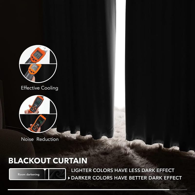 Livingcreations Room Darkening Plain Blackout Heavy Curtains Set of 2 for Door/Window/Long Door