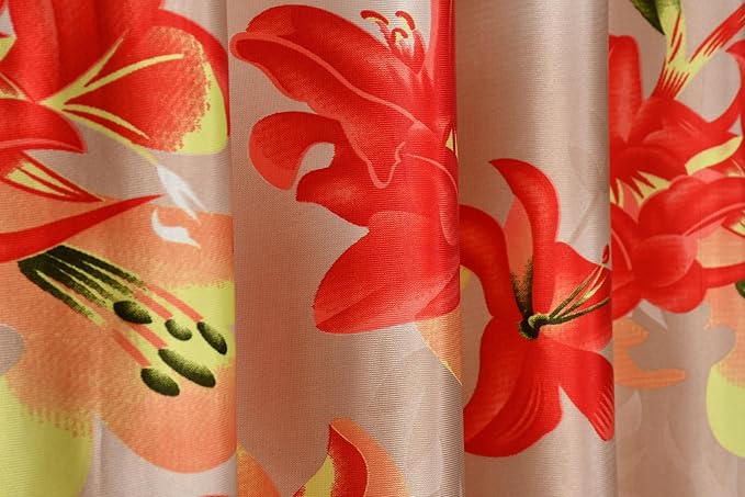 livingcreation Premium Polyester Floral Curtains – Pack of 3 (2 Printed + 1 Plain | Eyelet Style | Home & Living Room Curtains)