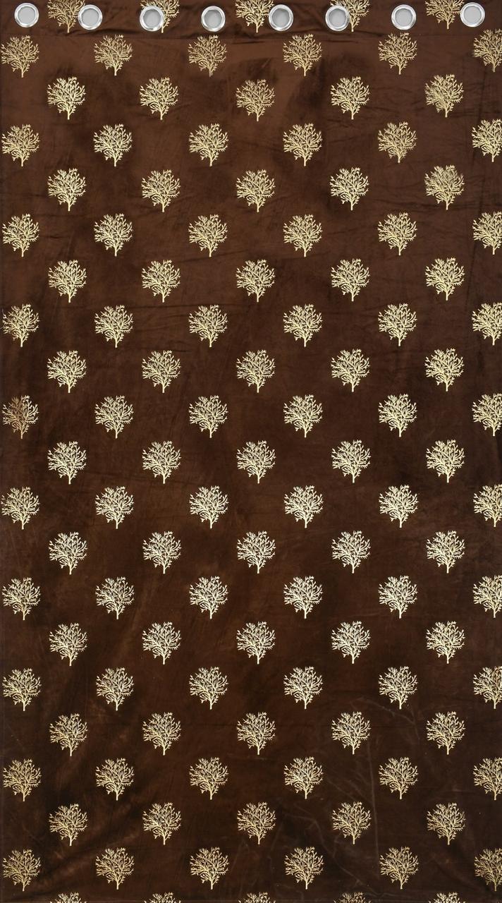 Heavy Velvet Fabric Luxury Looks Room Darkening Tree Designed Curtains Pack of 1
