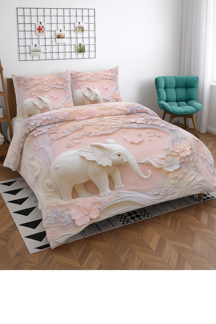 livingcreation Heavy 7D Digital Glace Cotton Printed Flat Double Bedsheet, and 2 Pillow Cover Without Joint II 400 TC,