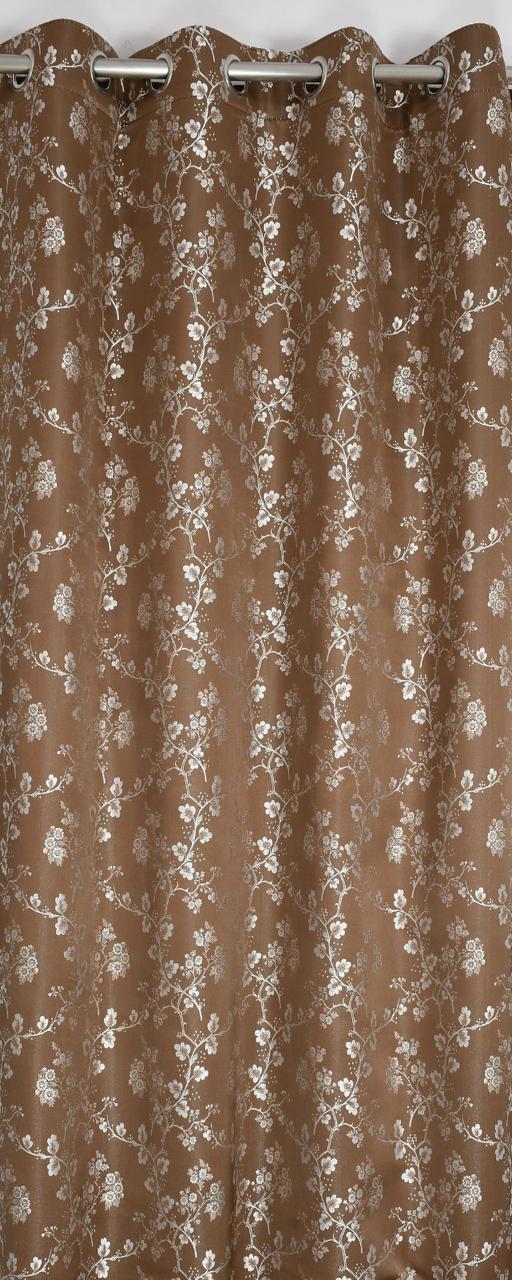 livingcreation Premium Jacquard Eyelet Curtains Pack Of 1 for Living Room & Bedroom | Floral Design Room Darkening Curtains | Elegant Home Decor 