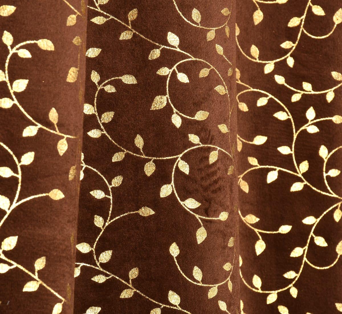 Heavy Velvet Fabric Luxury Looks Room Darkening Leaf Designer Curtains Pack of 2