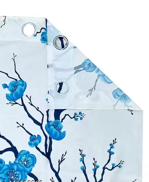 livingcreation Floral Printed Eyelet Polyester Curtains for Living Room & Bedroom | Set of 2