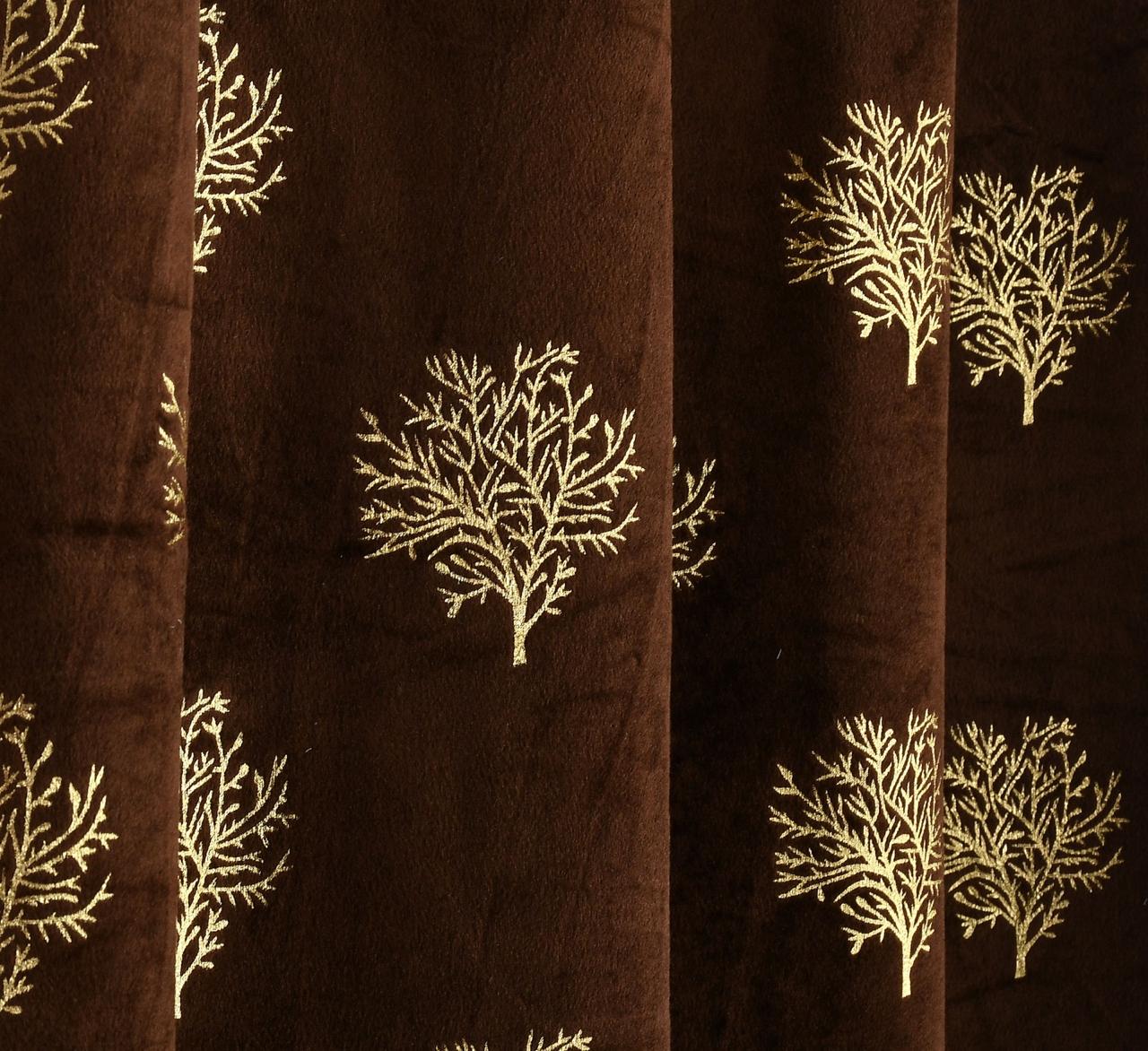 Heavy Velvet Fabric Luxury Looks Room Darkening Tree Designed Curtains Pack of 1