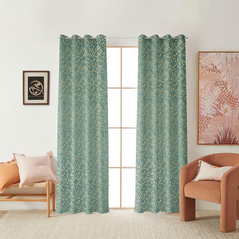 Heavy Velvet Fabric Luxury Looks Room Darkening Leaf Designer Curtains Pack of 1