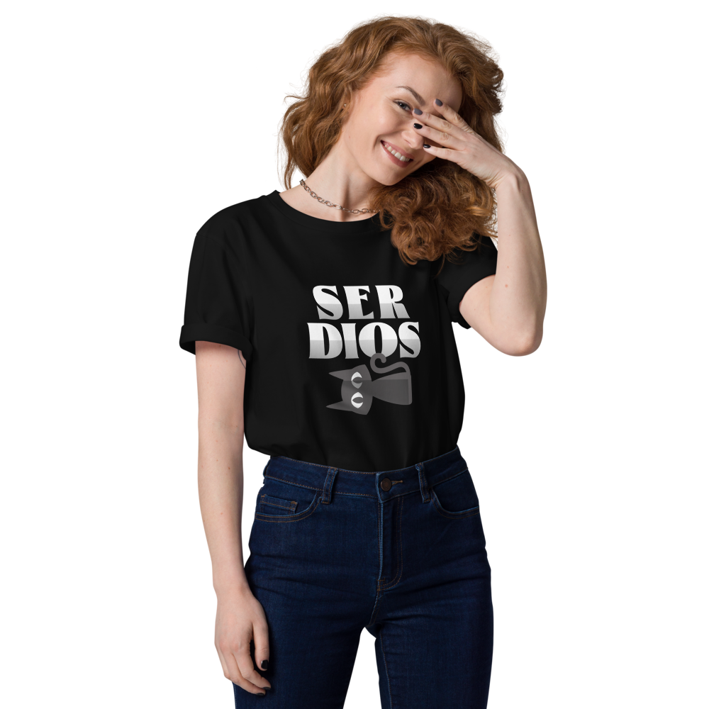 SER DIOS – Gato Invertido | Camiseta orgánica unisex negra