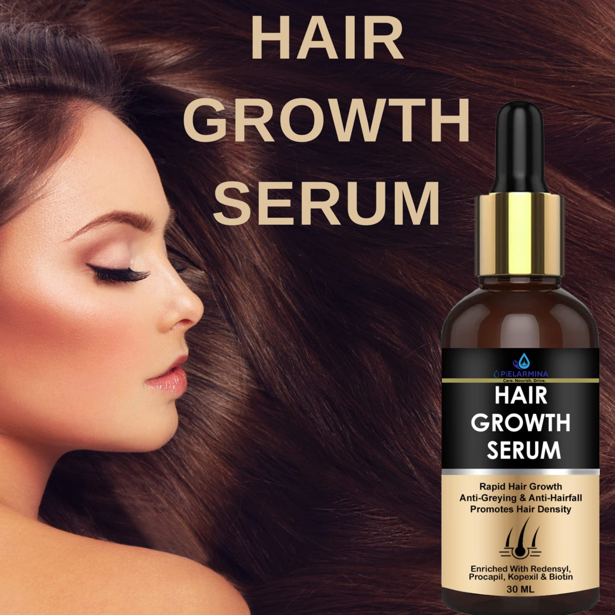 PÍELARMINA Hair Growth Serum for Men and Women | Reduces Hair Fall | Frizz Control | Contains Redensyl, Biotin 30 ml
