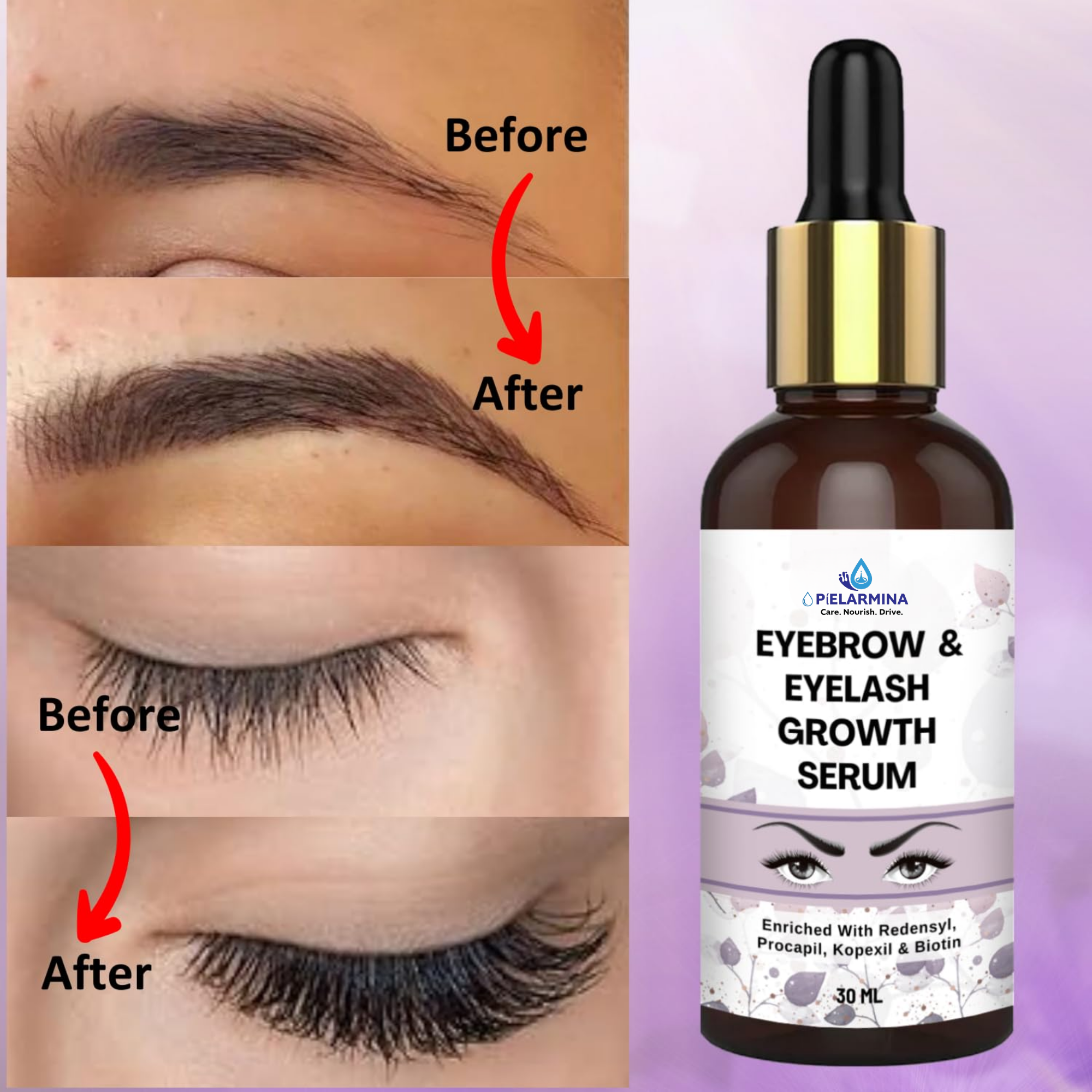 PÍELARMINA EyeBrow & EyeLash Growth Serum 30 ml (Pack of 1)