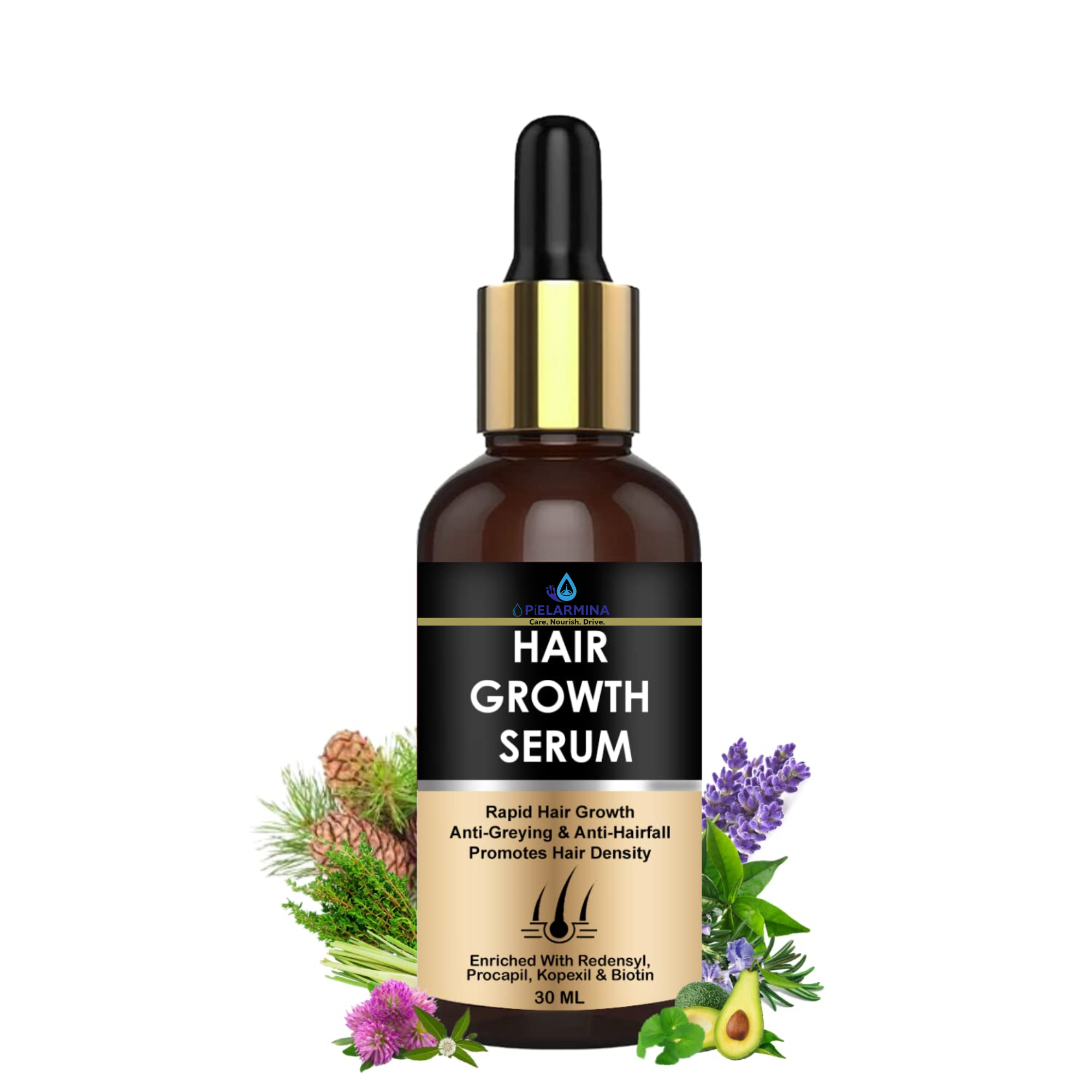 PÍELARMINA Hair Growth Serum for Men and Women | Reduces Hair Fall | Frizz Control | Contains Redensyl, Biotin 30 ml