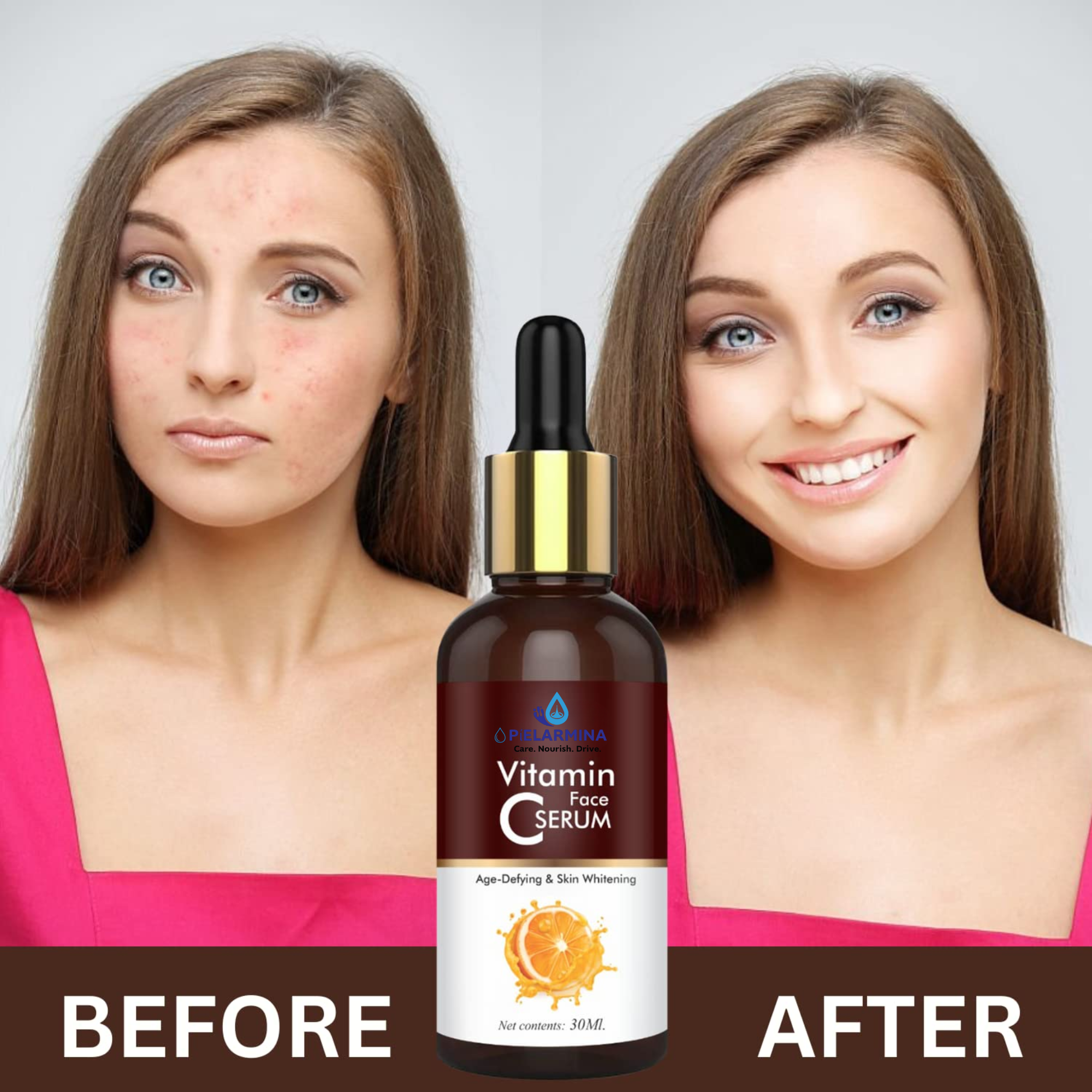 PÍELARMINA Vitamin C Face Serum For Glowing Skin, Skin Whitening & Brightening Serum for Pigmentation With Natural Ingredients For Men & Women 30 ml (Pack of 1)