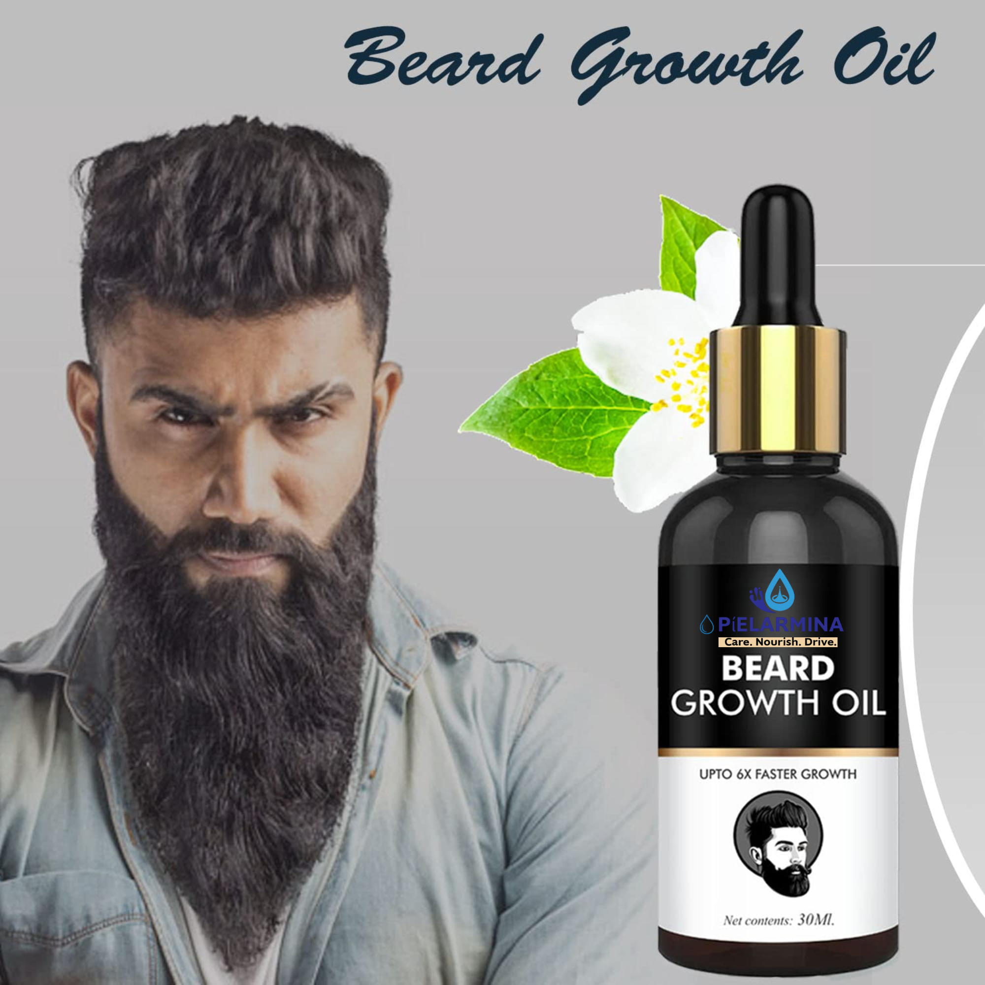 PÍELARMINA Natural Beard Hair Growth Oil For Men, Nourishes & Strengthens Uneven Patchy Beard (30 ml) Pack Of 1