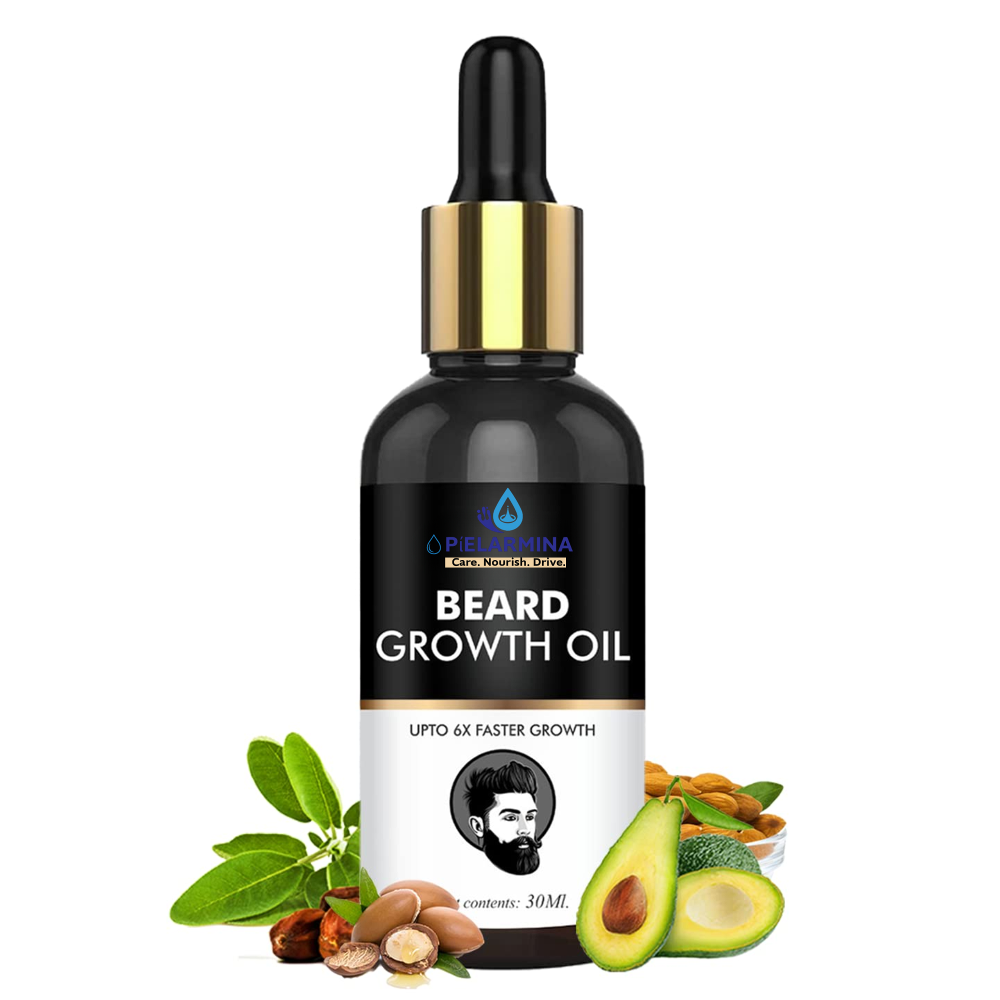 PÍELARMINA Natural Beard Hair Growth Oil For Men, Nourishes & Strengthens Uneven Patchy Beard (30 ml) Pack Of 1