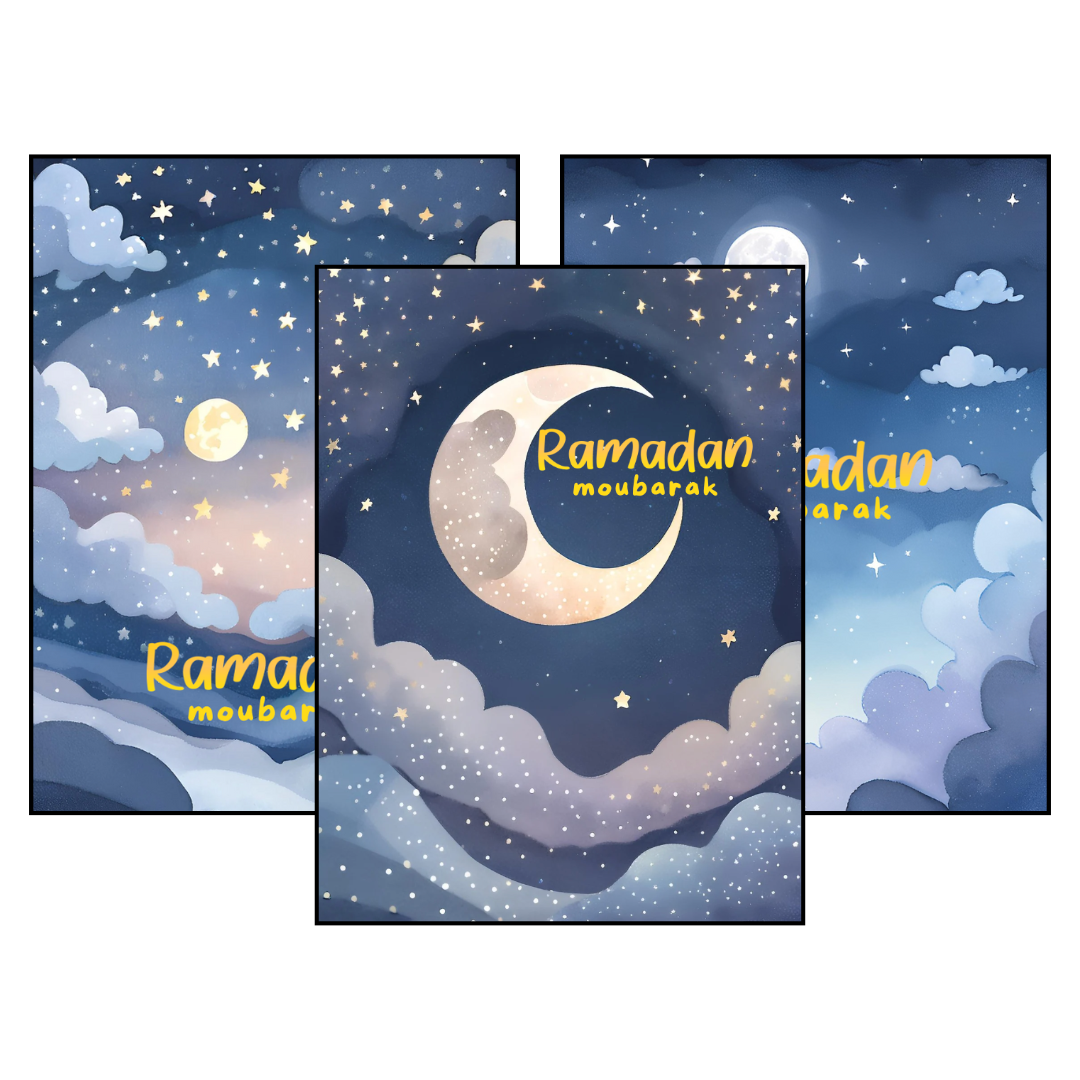 Pack de 3 cartes de voeux Ramadan Moubarak