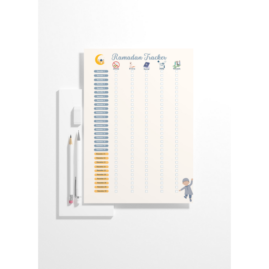  Fiche Tracker Ramadan & Diplôme du Jeûneur