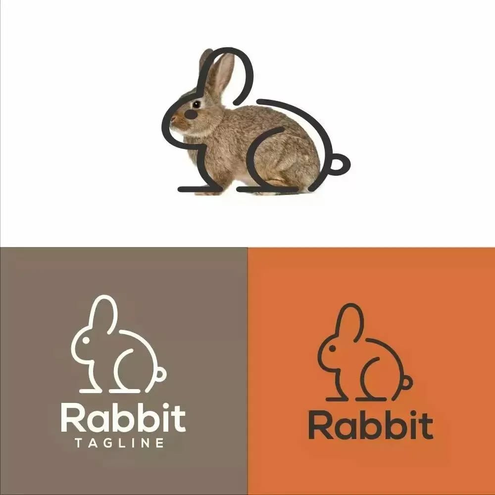 Minimal Line Art Animal Logo – Rabbit Mascot Branding