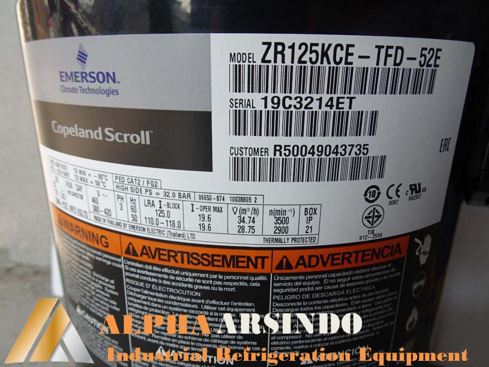 Emerson Copeland Scroll Compressor ZR125KCE-TFD-52E
