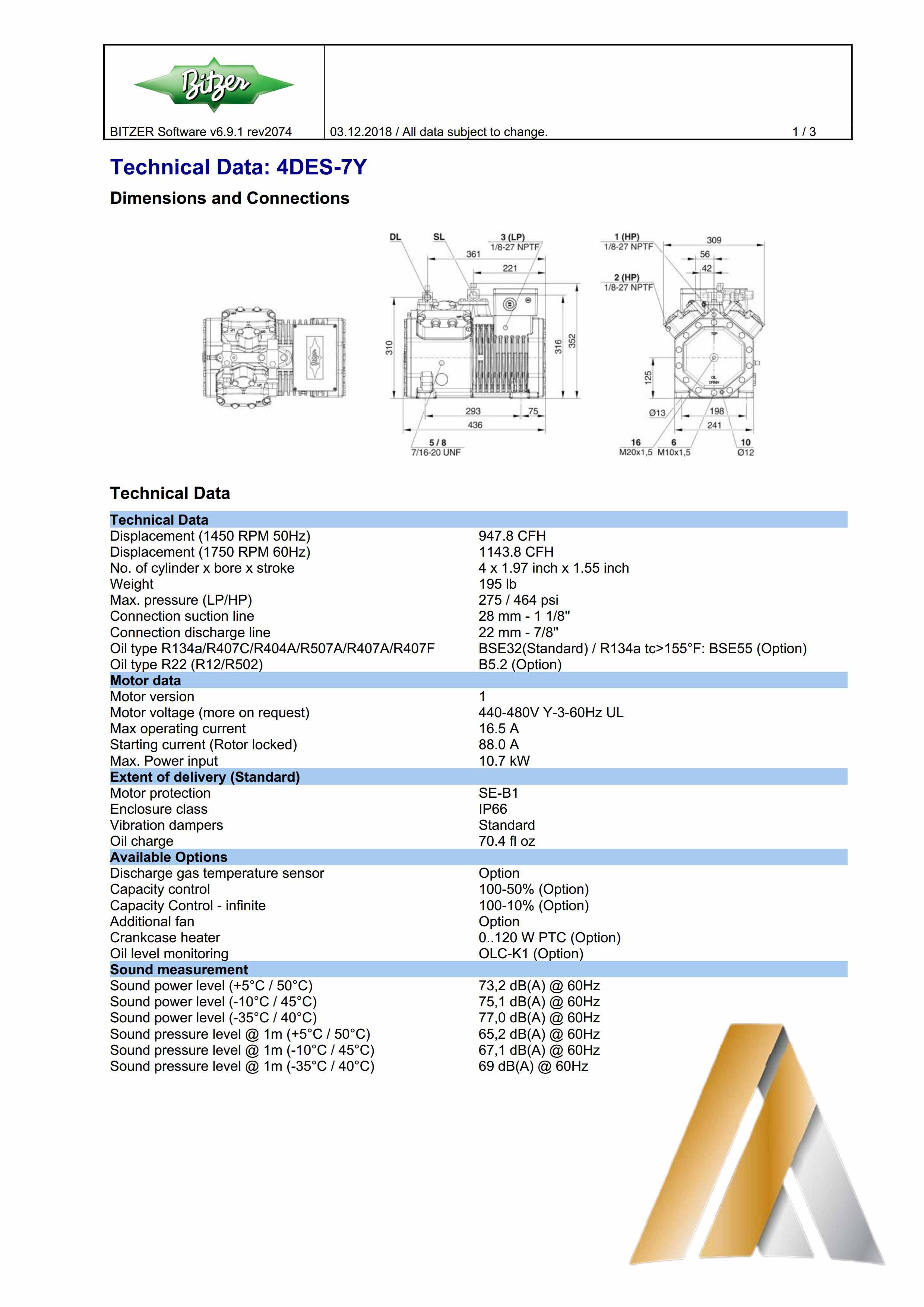 Bitzer 4DES-7Y-35D Compressor