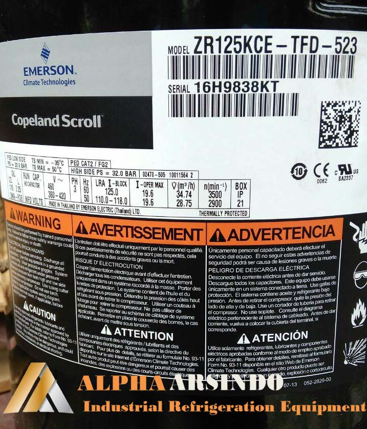 Emerson Copeland Scroll Compressor ZR125KCE-TFD-523