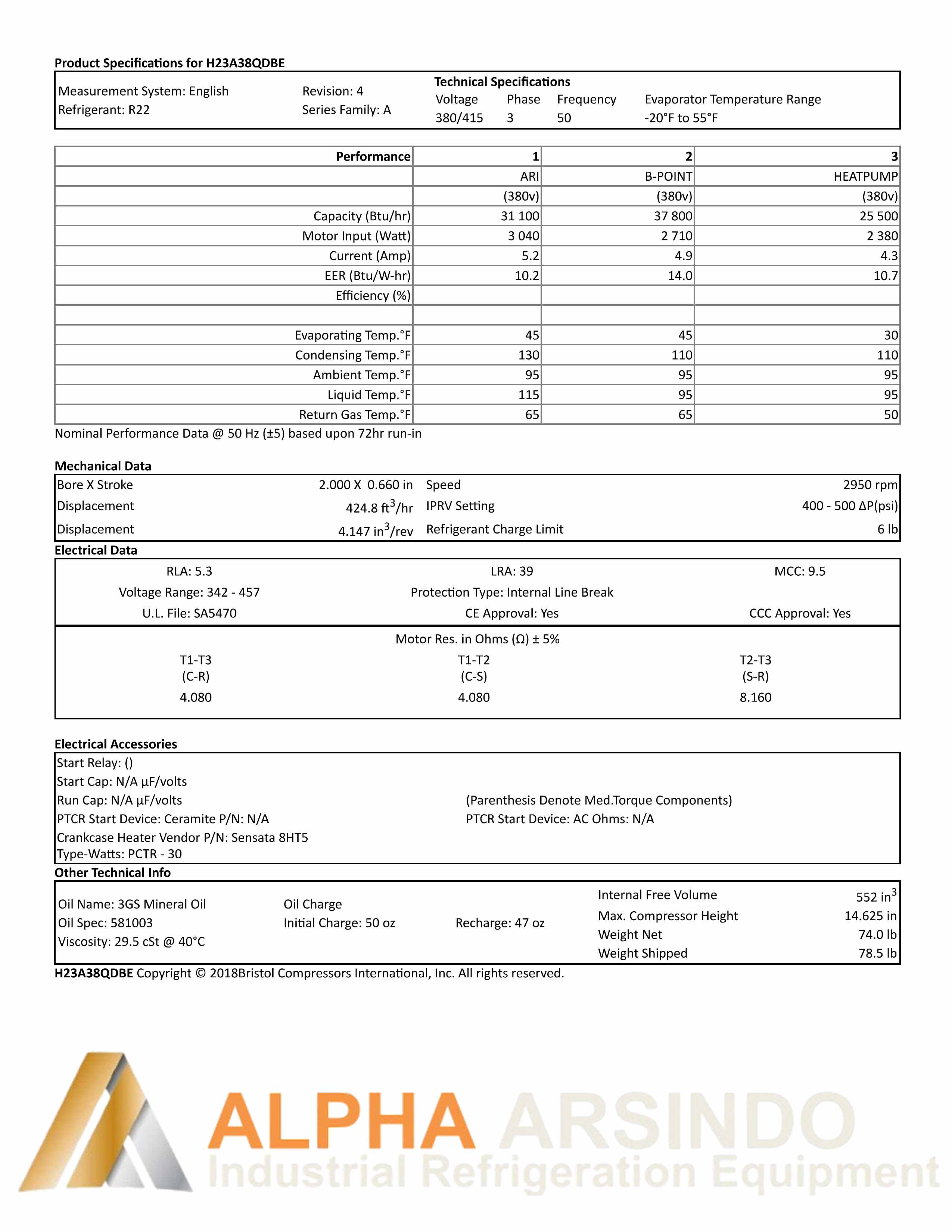 H23A38QDBEA Compressor Bristol