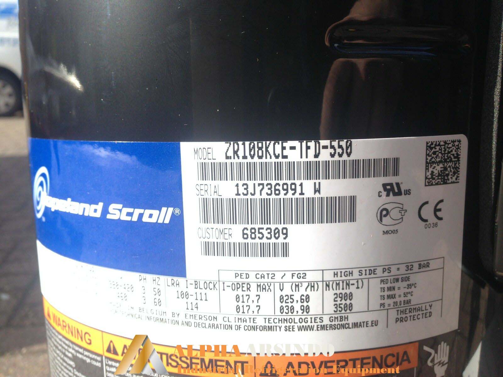 Copeland Scroll Compressor ZR108KCE-TFD-550