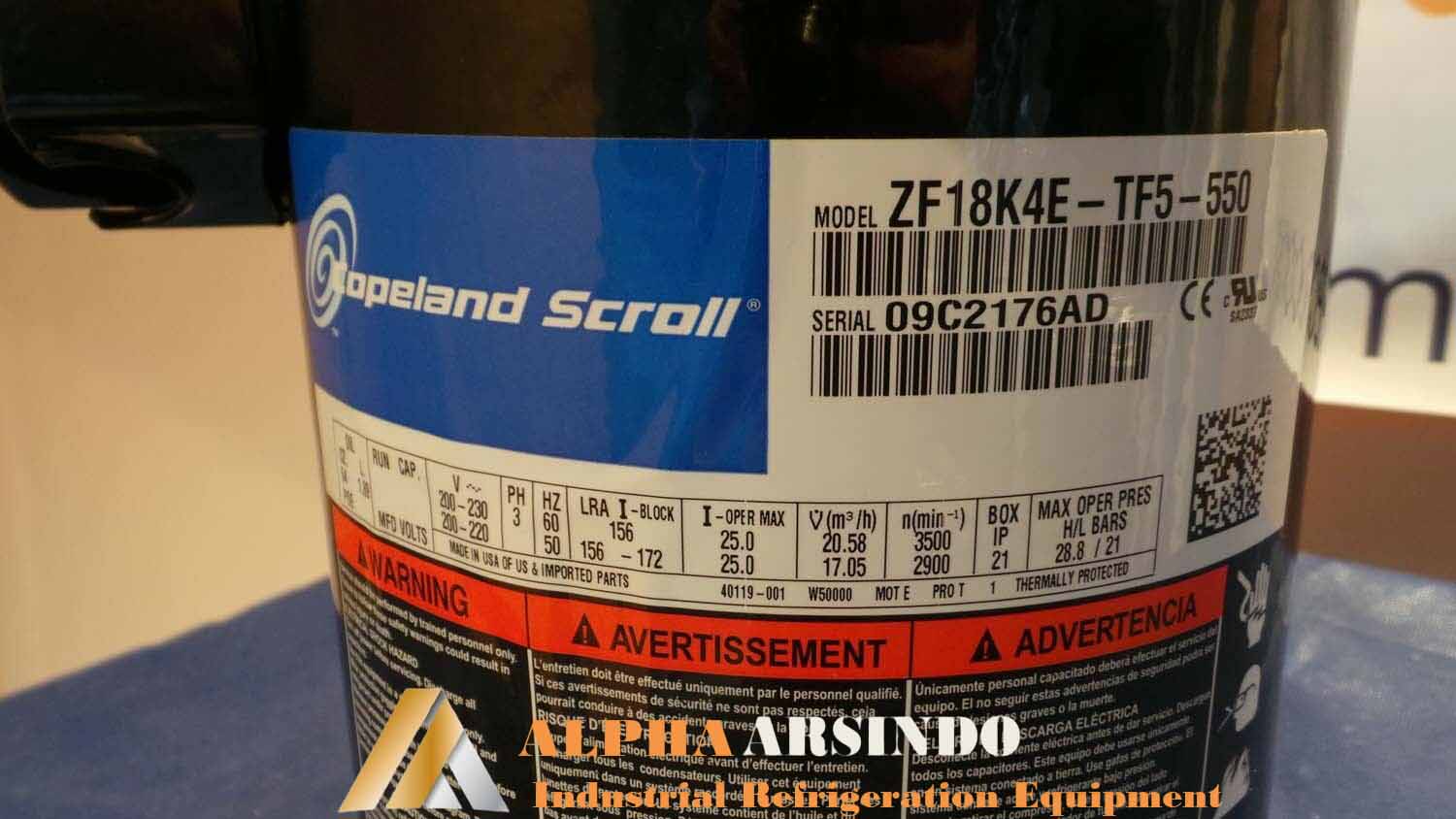 Copeland Scroll Compressor ZF18K4E-TF5-550