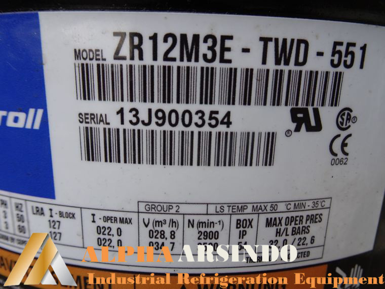 Copeland Scroll Compressor ZR12M3E-TWD-551