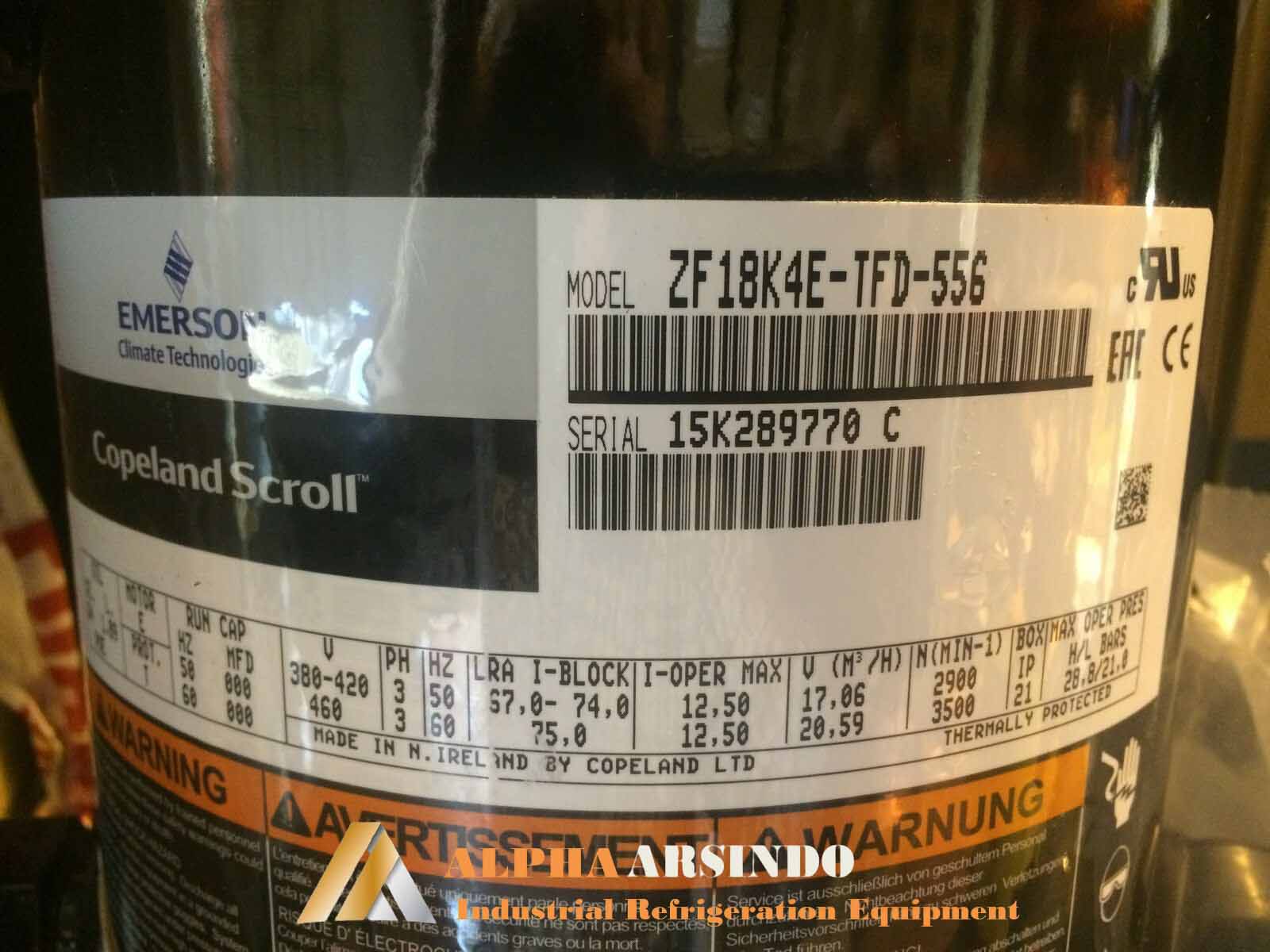 Copeland Scroll Compressor ZF18K4E-TFD-556