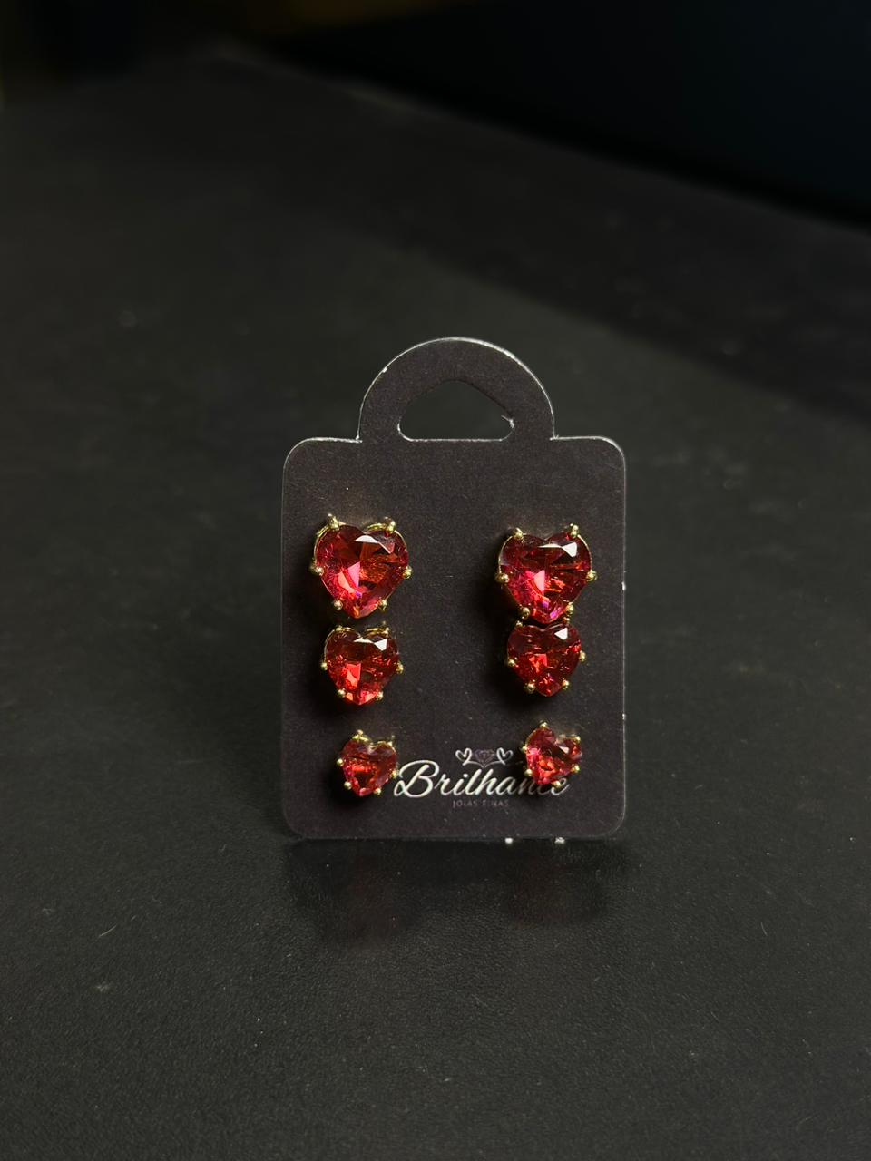 Trio de Brincos Coração