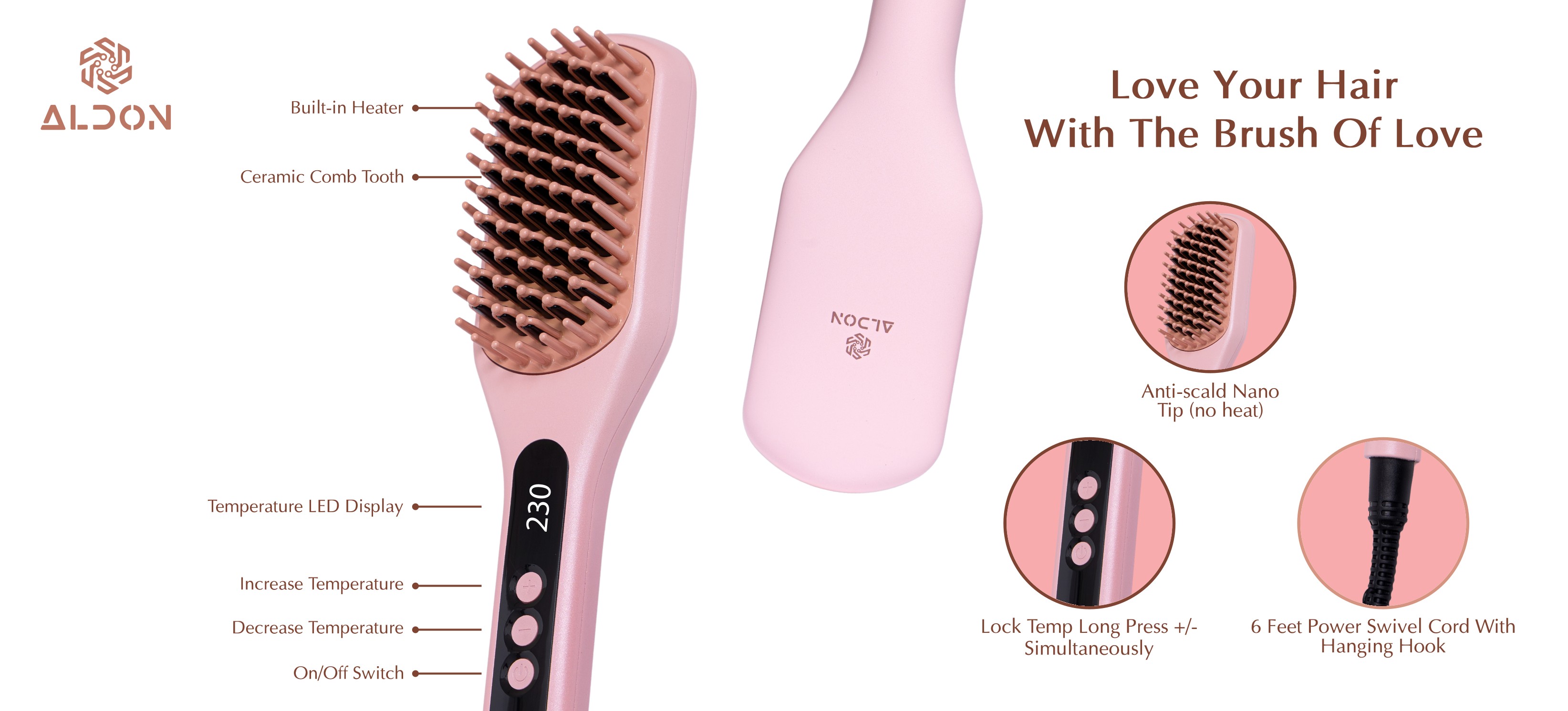 ALDON Hair Straightener Brush