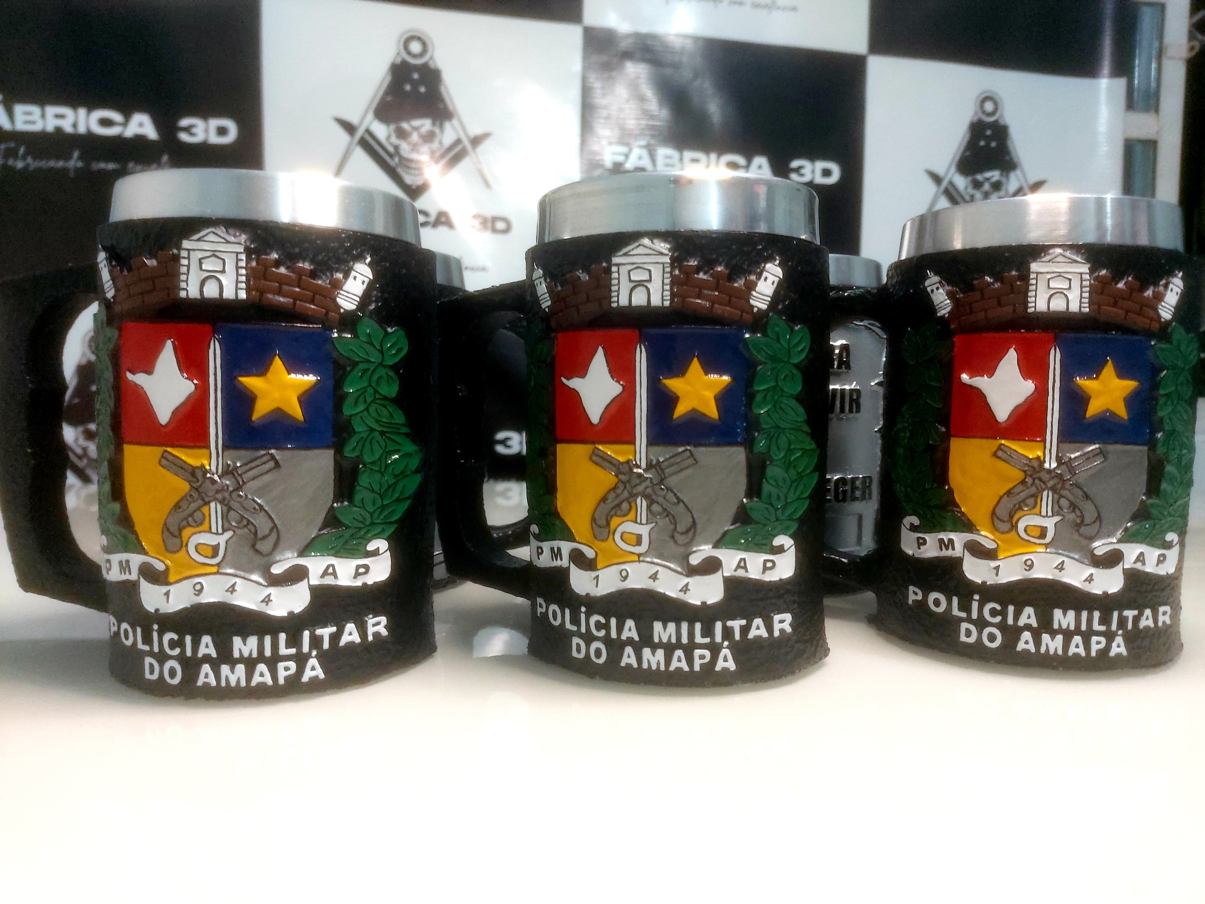 Caneca 3D em resina Exclusiva PM AP 