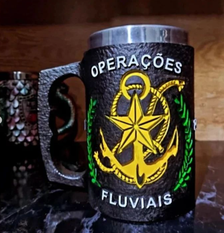 Caneca 3D em RESINA OPERAÇÕES FLUVIAIS 