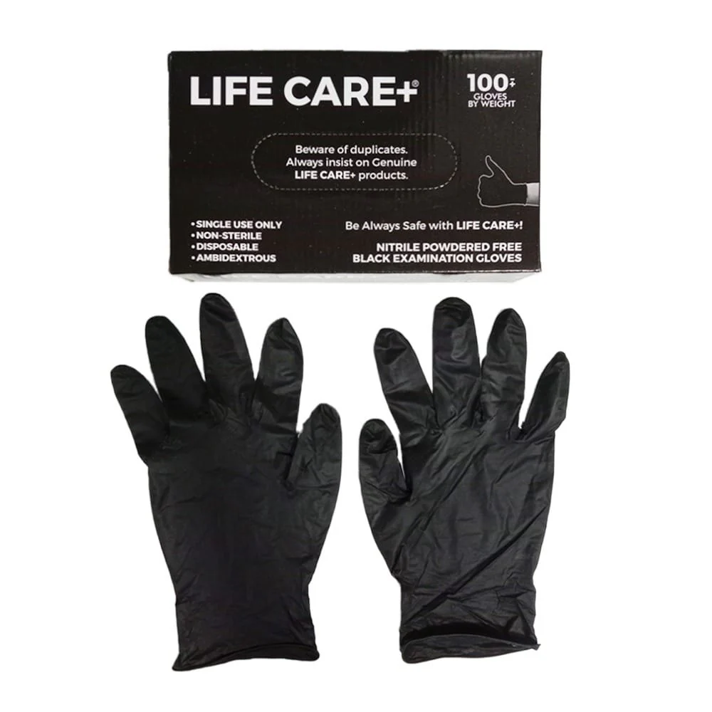 Life Care+ Black Examination Gloves
