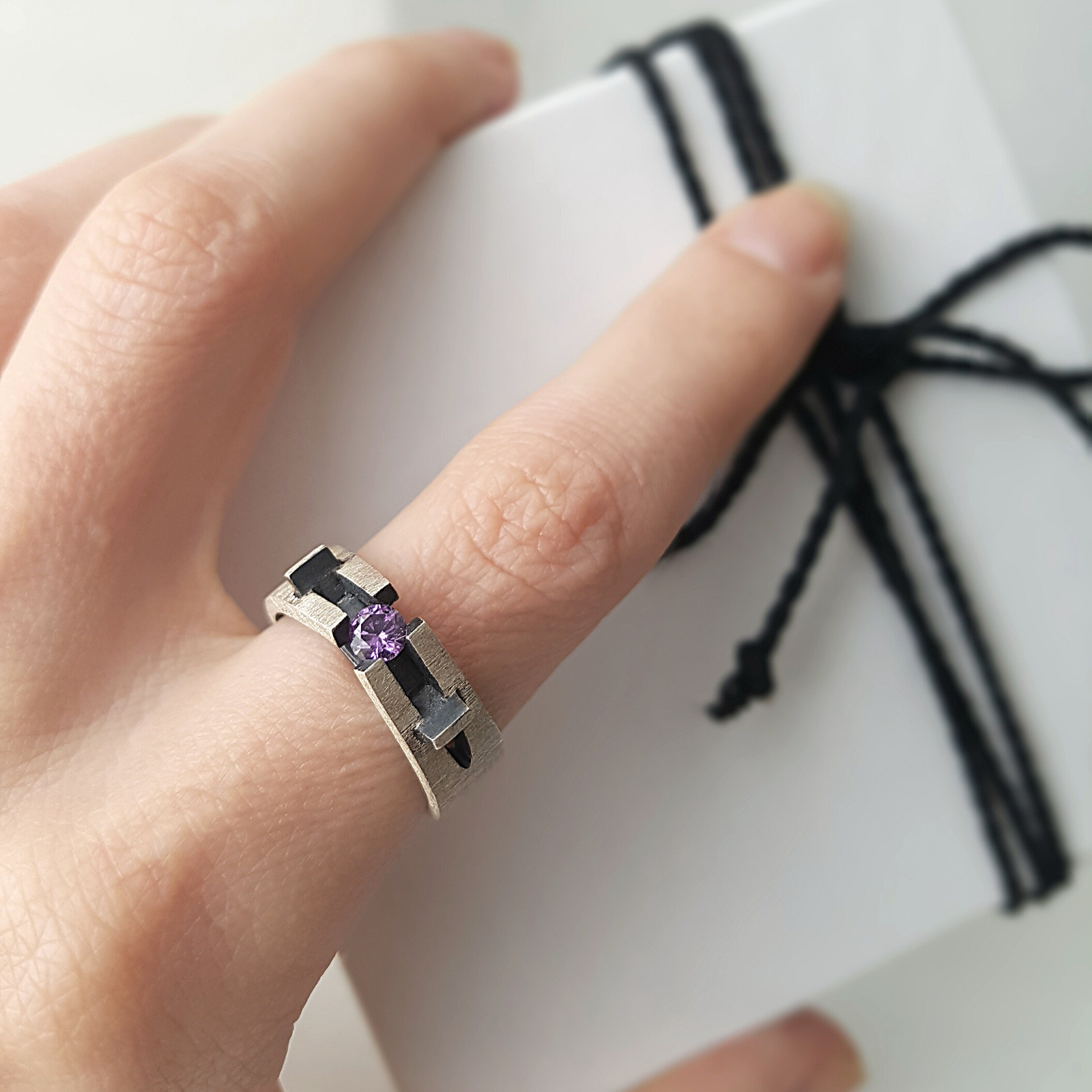 Bridge Ring | Cubic Zirconia | Silver