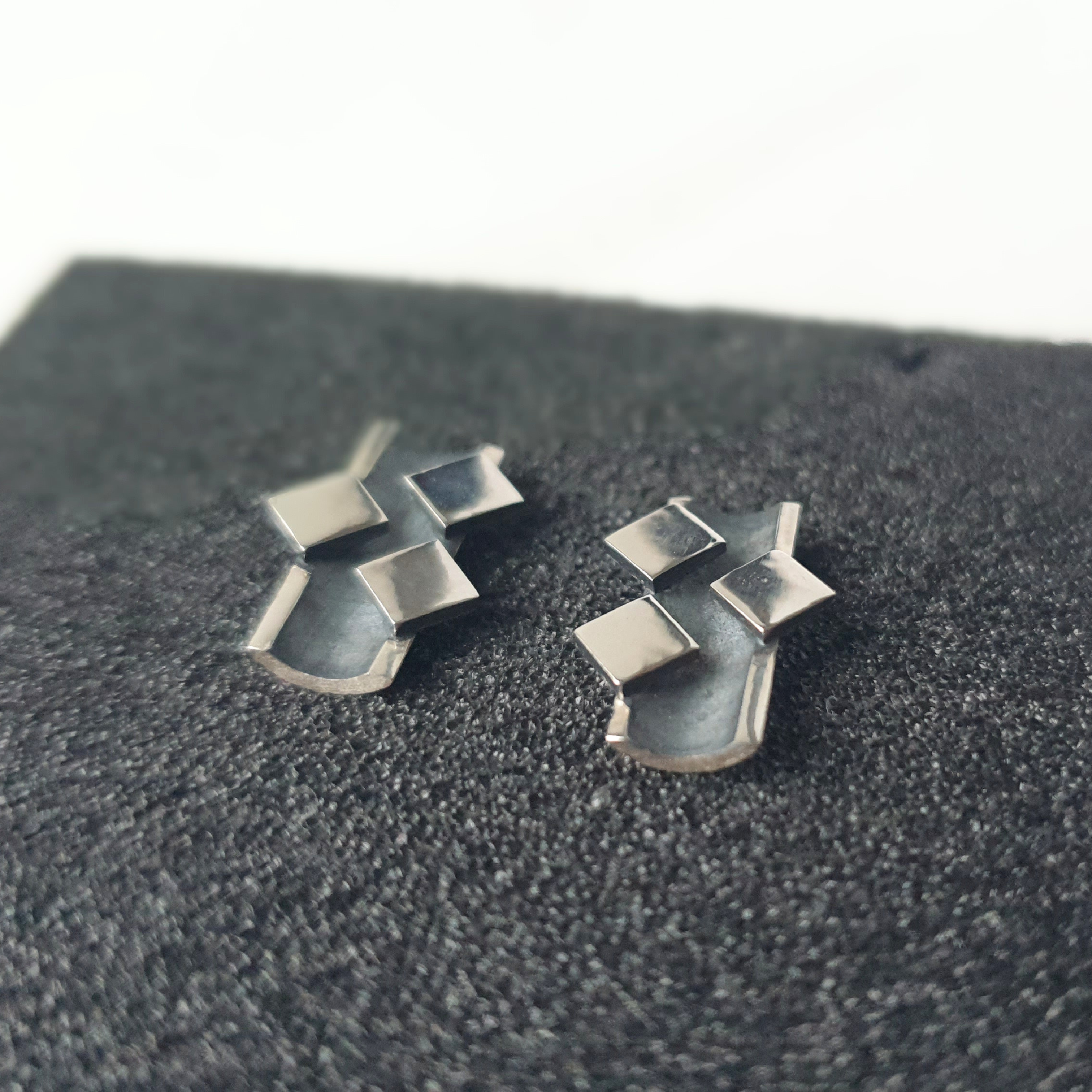 Minimalist Pixel Stud Earrings | Sterling Silver