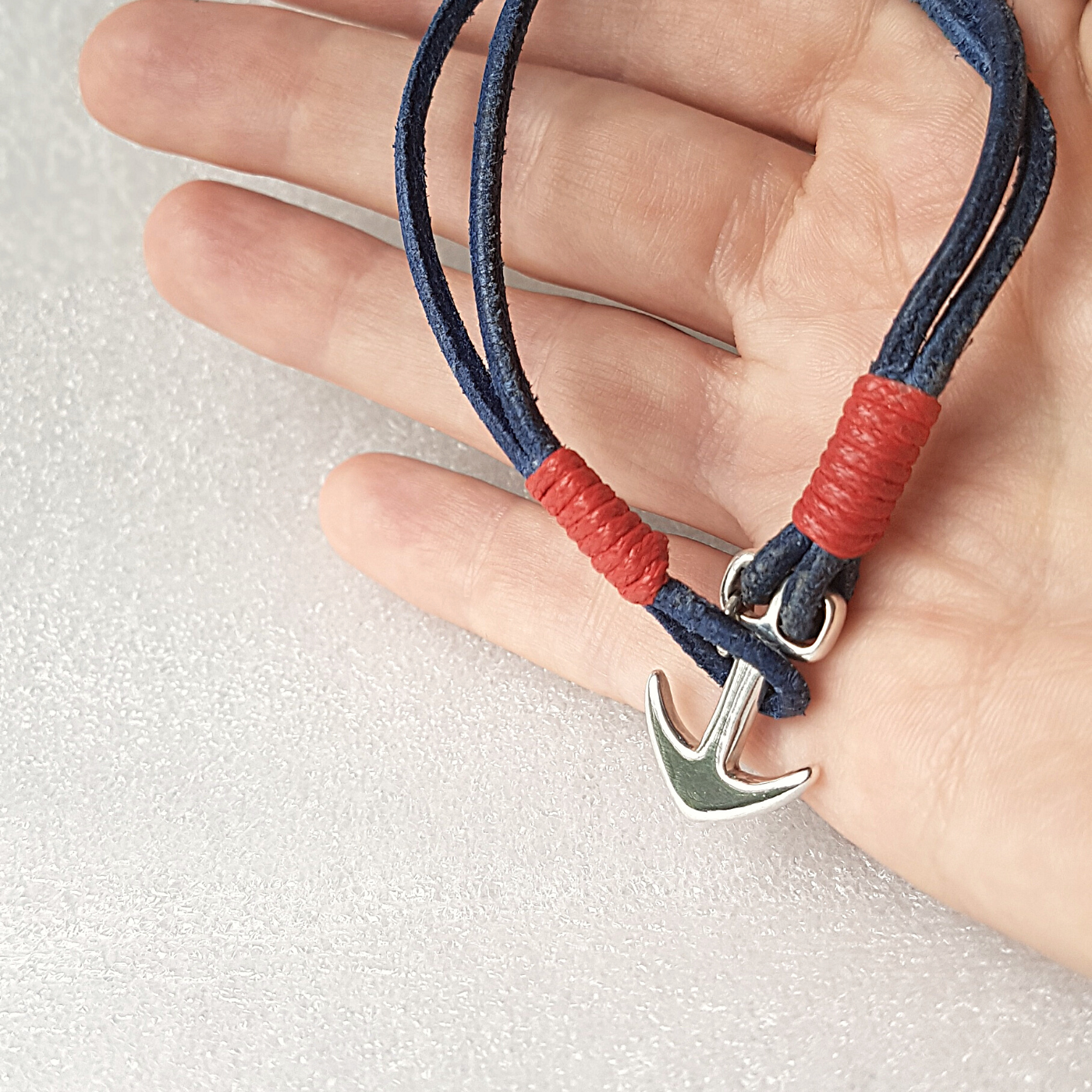 Anchor Bracelet | Leather | Silver
