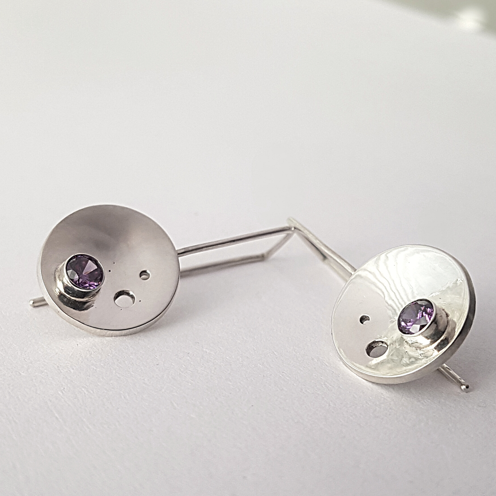 Circle Drop Earrings | Cubic Zirconia | Silver