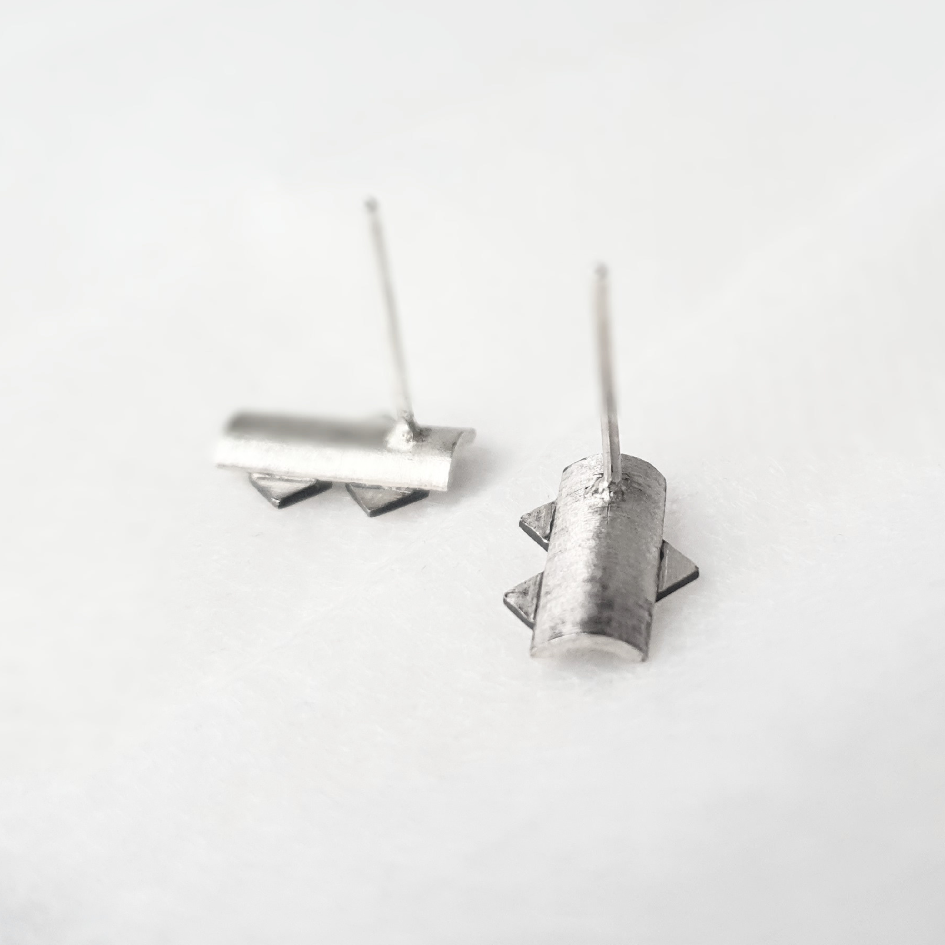 Minimalist Pixel Stud Earrings | Sterling Silver