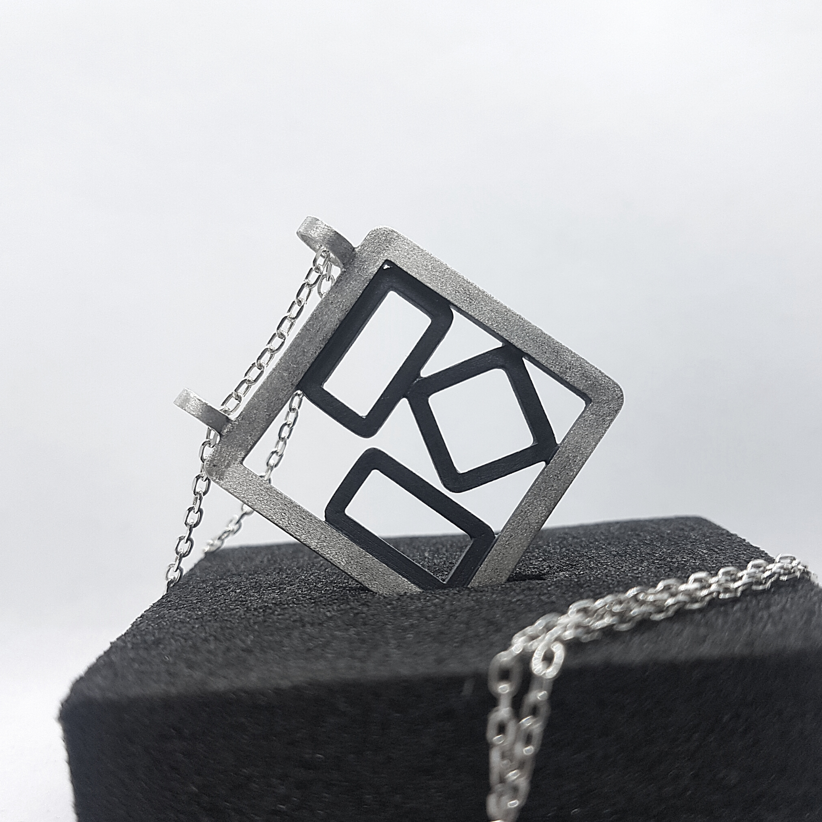 Geometric Pendant Necklace | Silver
