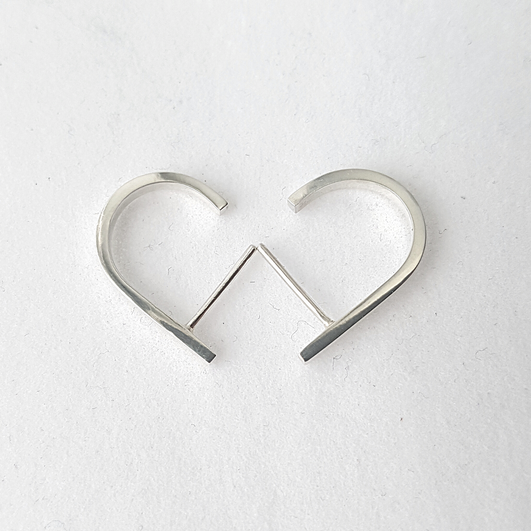 J-Shaped Stud Earrings | Silver