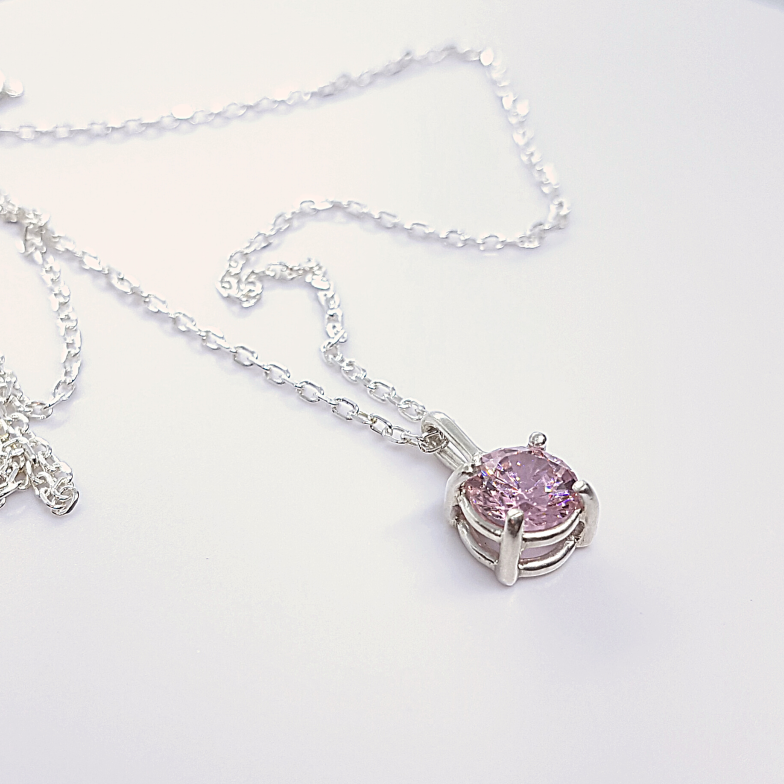 Solitaire Pendant Necklace | Cubic Zirconia | Silver