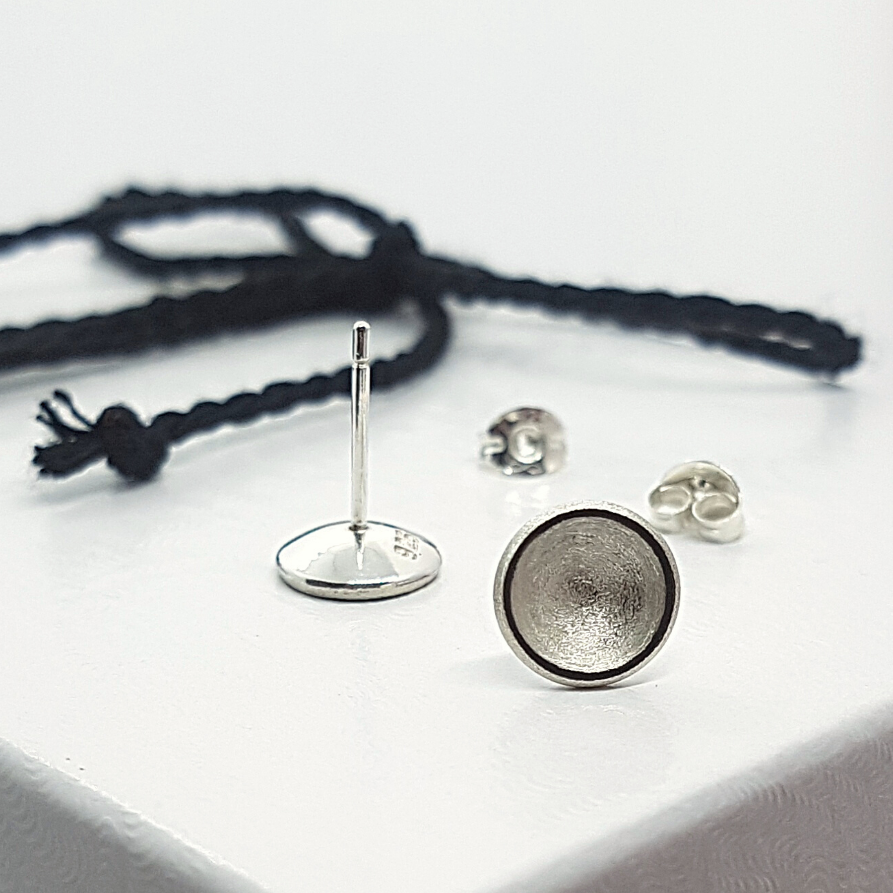 Domed Circle Stud Earrings | Silver