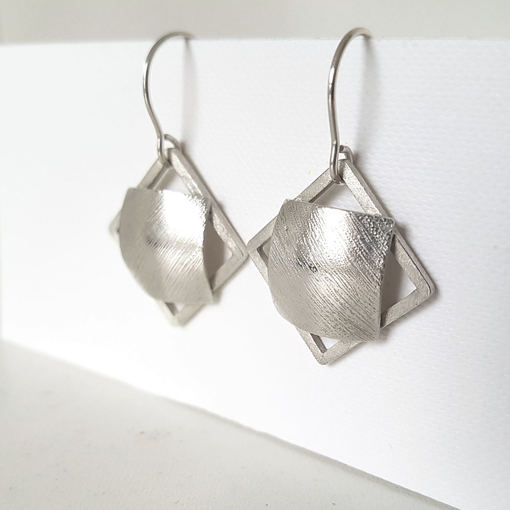 Geometric Dangle Earrings | Silver