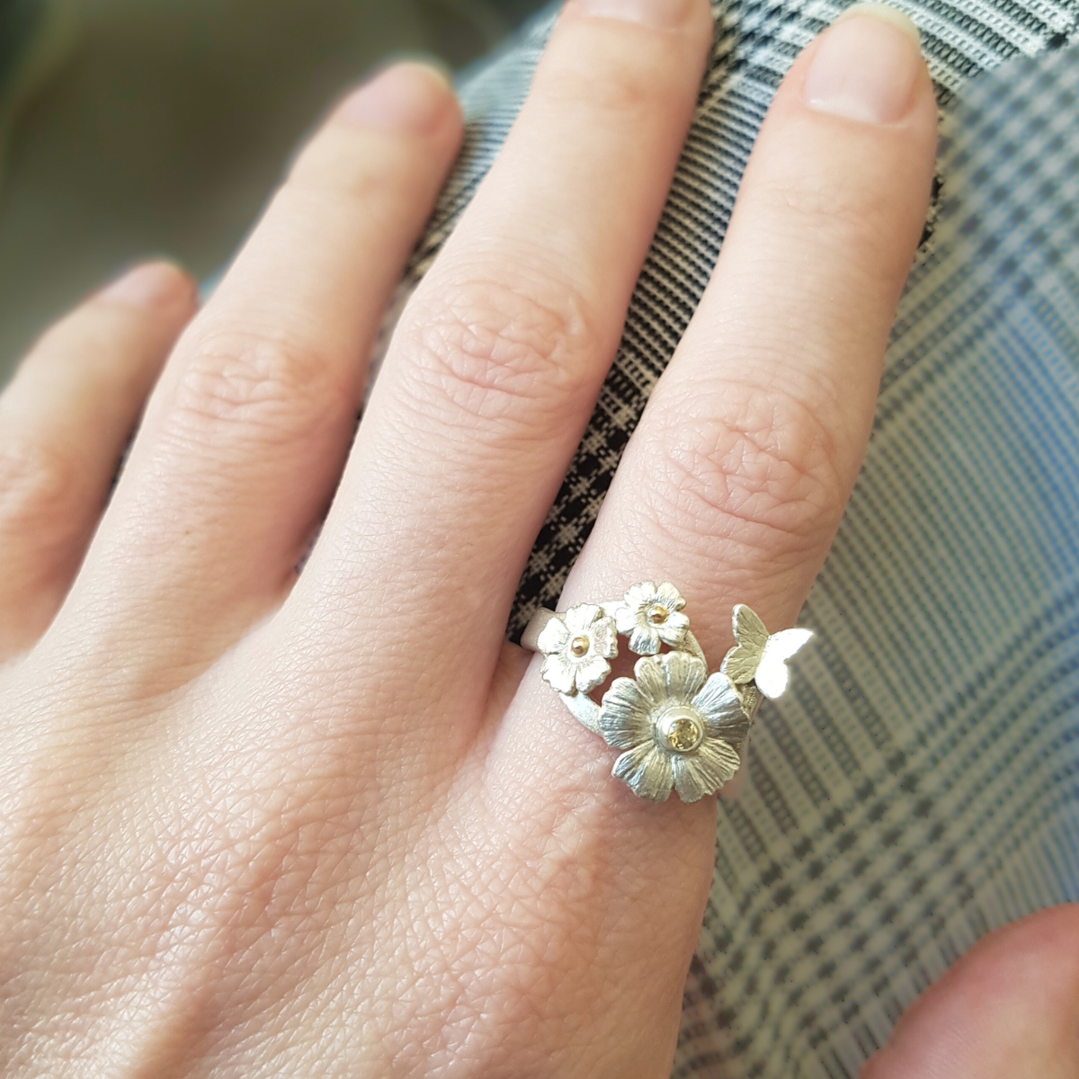 Floral Ring | Citrine | Sterling Silver & Gold