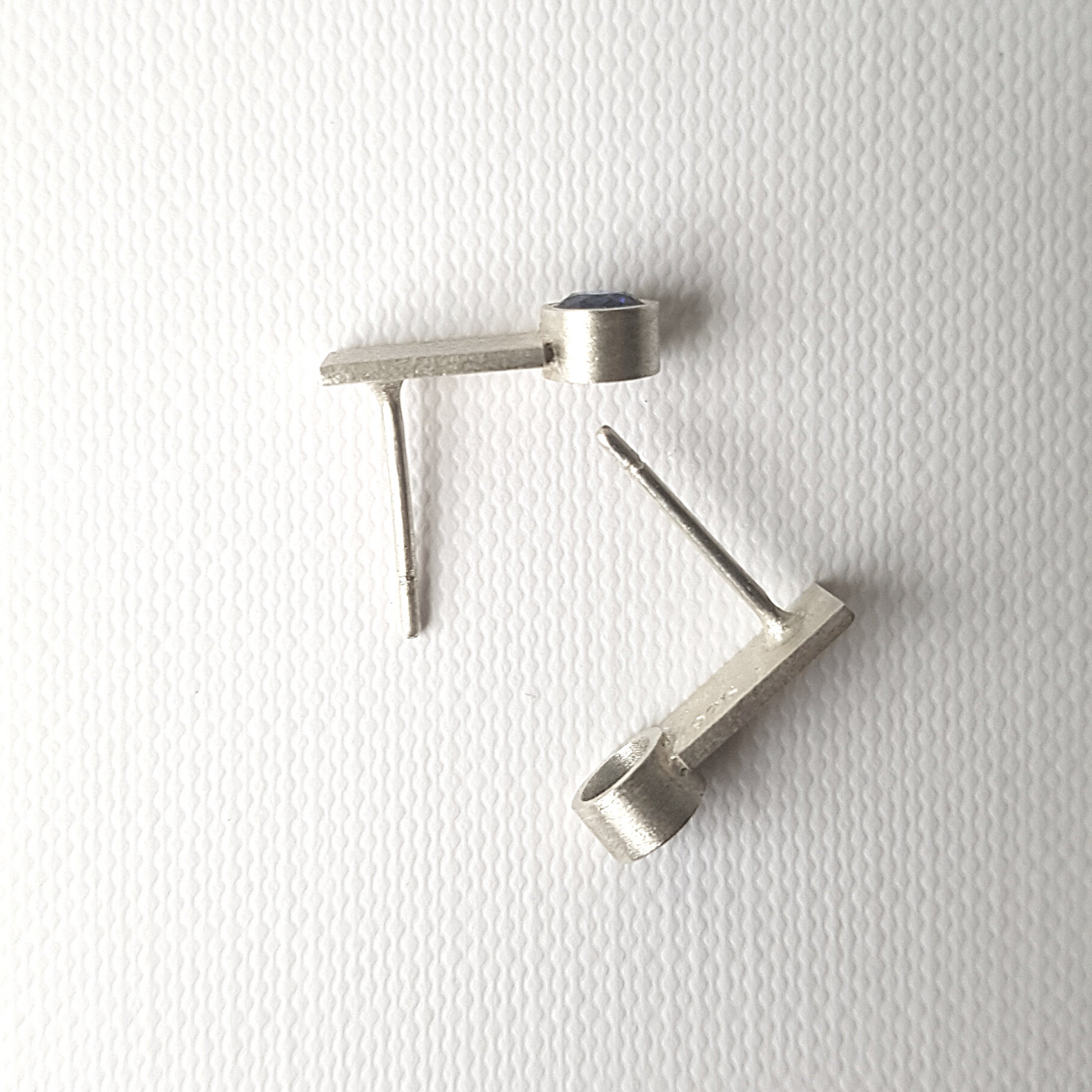 Geometric Stud Earrings | Cubic Zirconia |  Silver