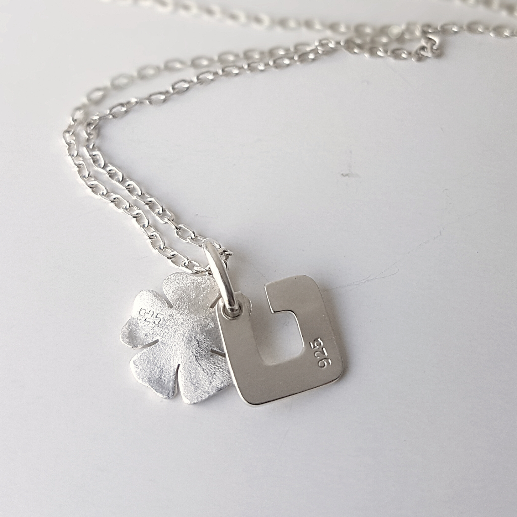 Initial & Blossom Pendant Necklace | Silver