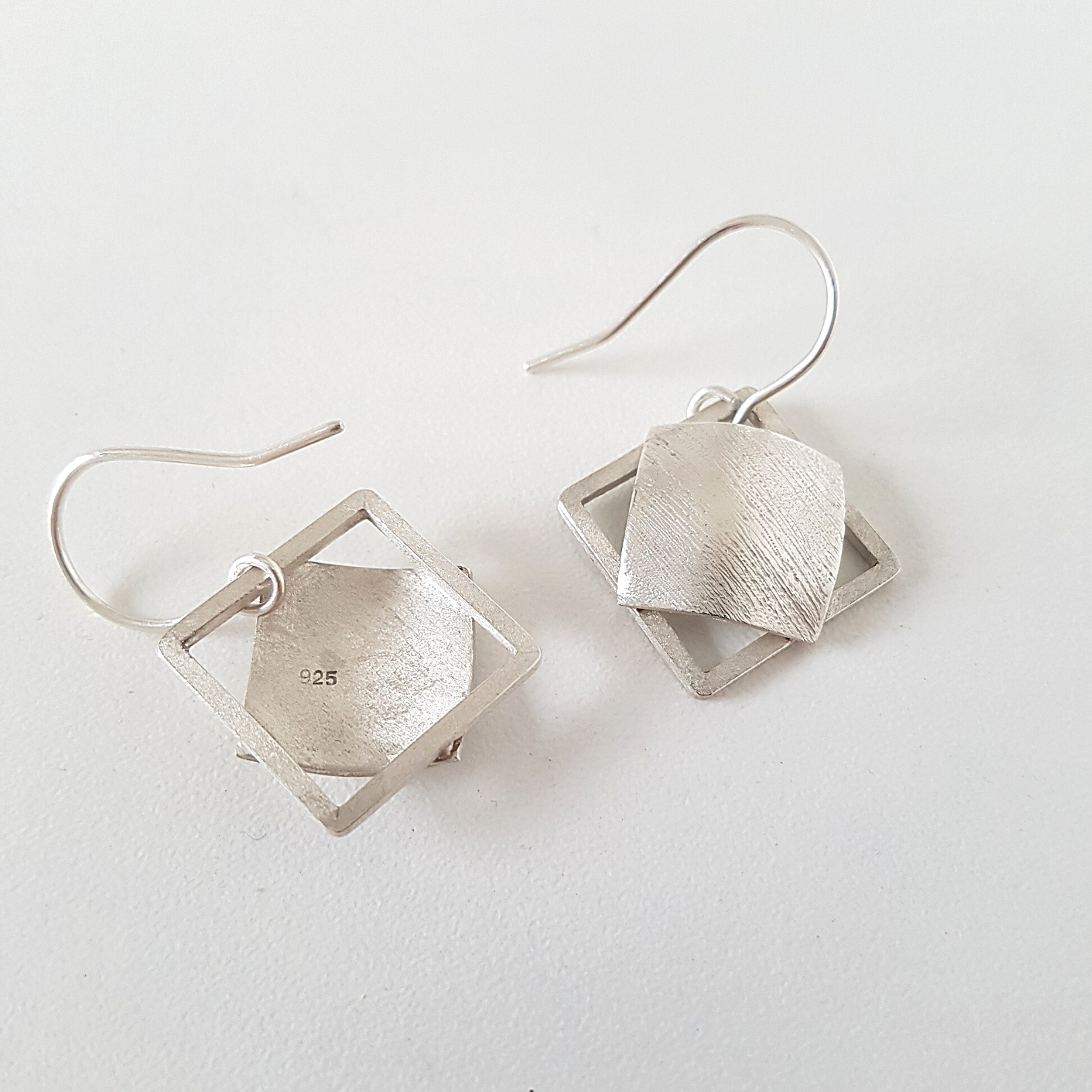 Geometric Dangle Earrings | Silver