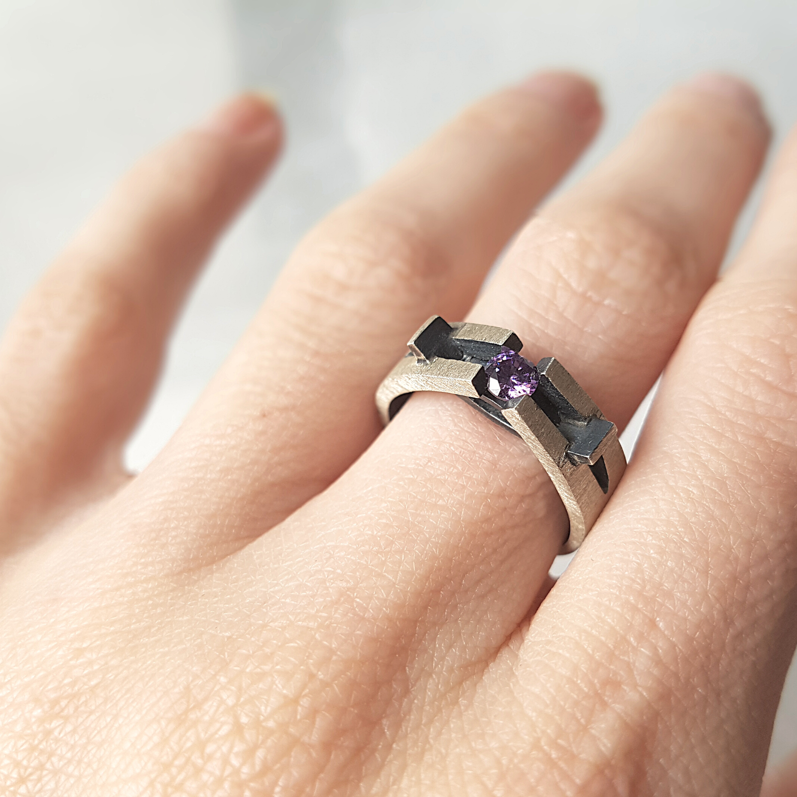 Bridge Ring | Cubic Zirconia | Silver