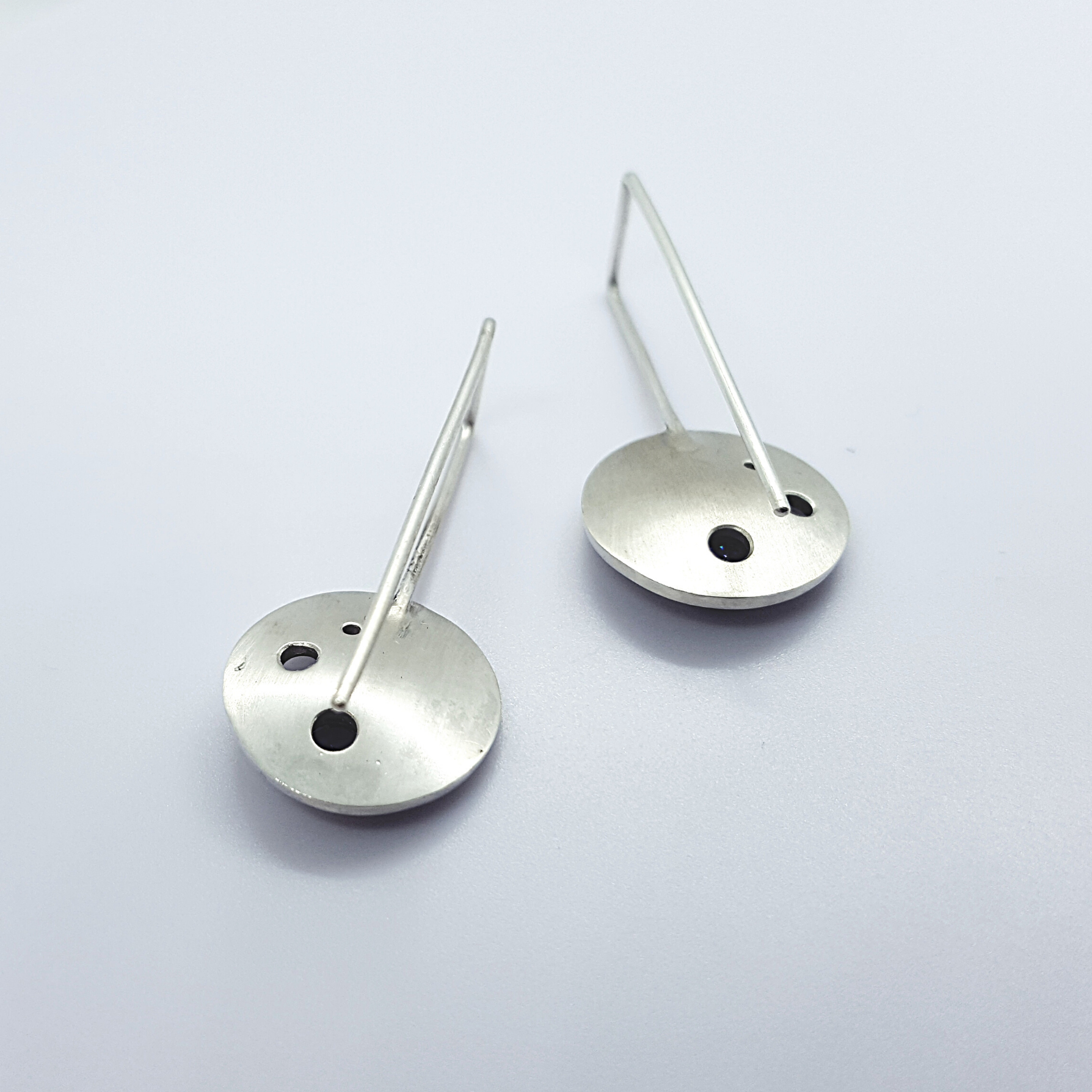 Circle Drop Earrings | Cubic Zirconia | Silver