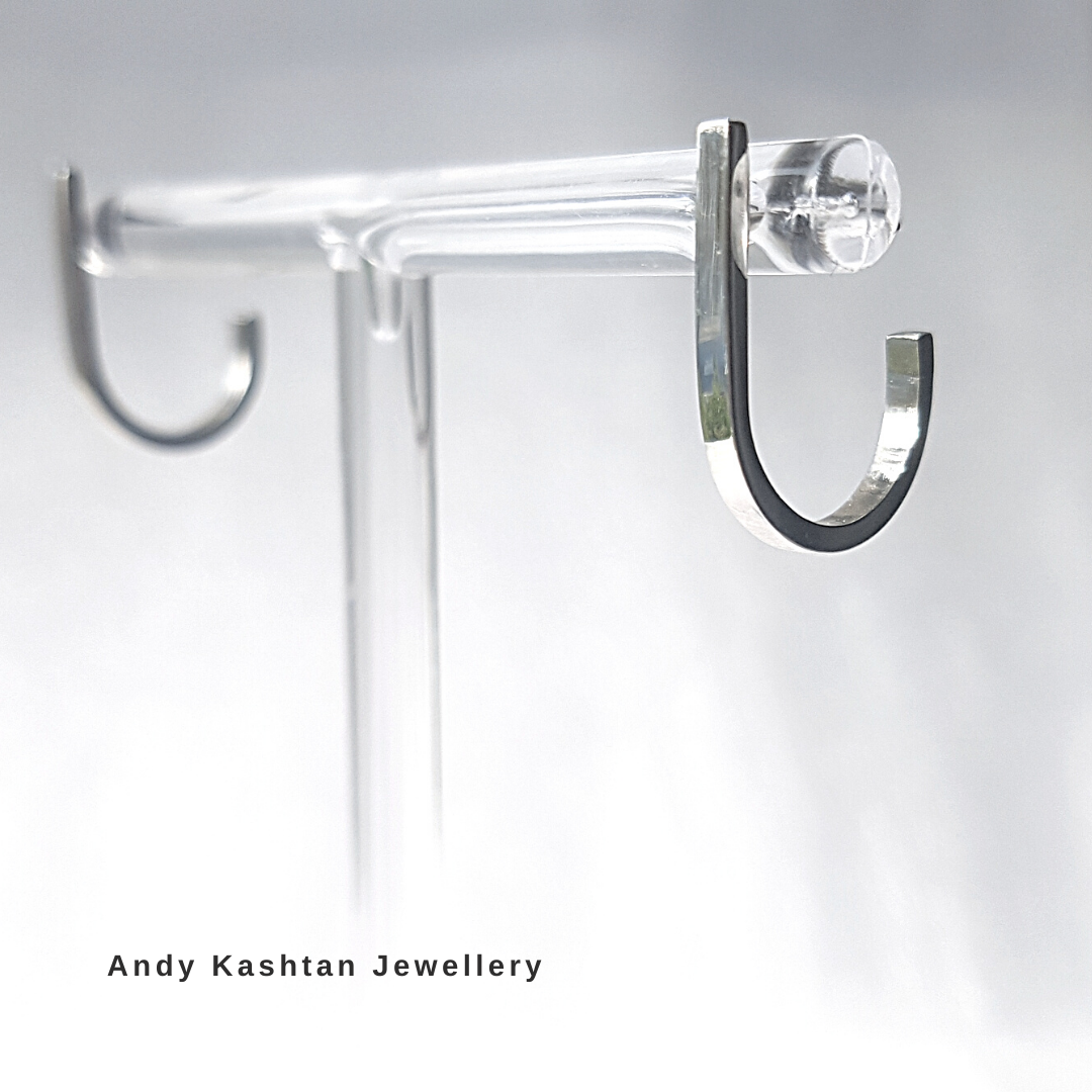 J-Shaped Stud Earrings | Silver