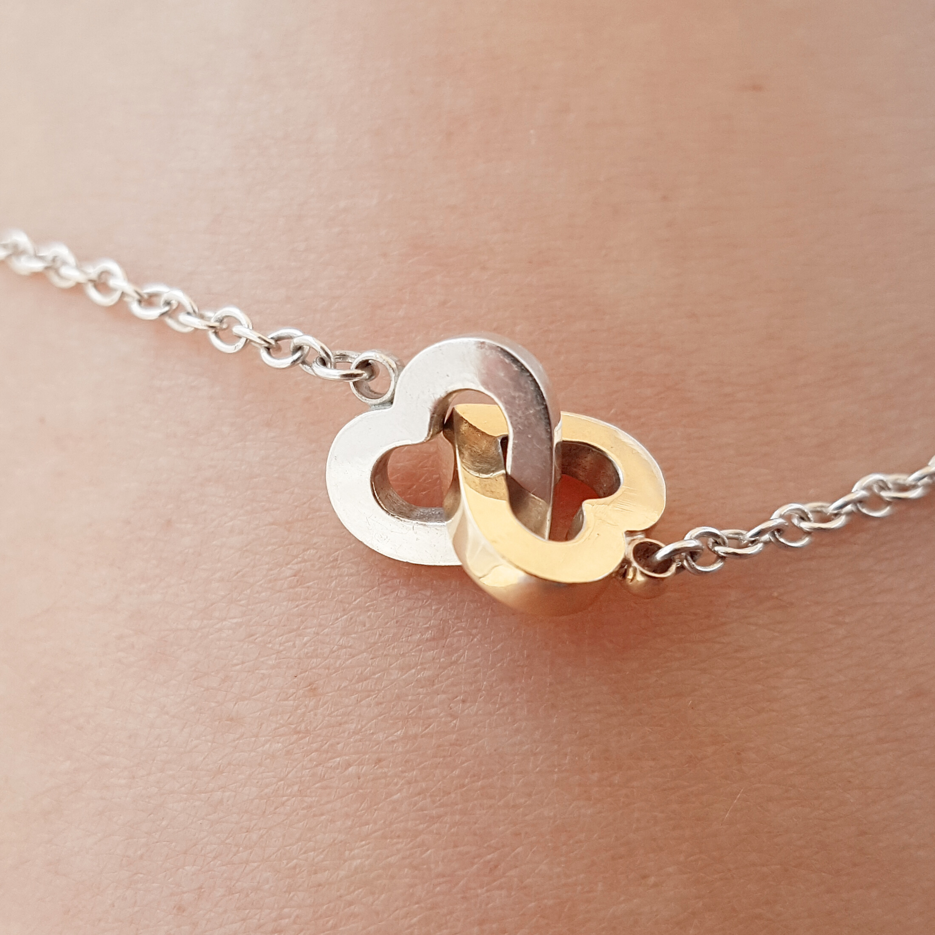 Interconnected Hearts Pendant Necklace | Silver & Gold